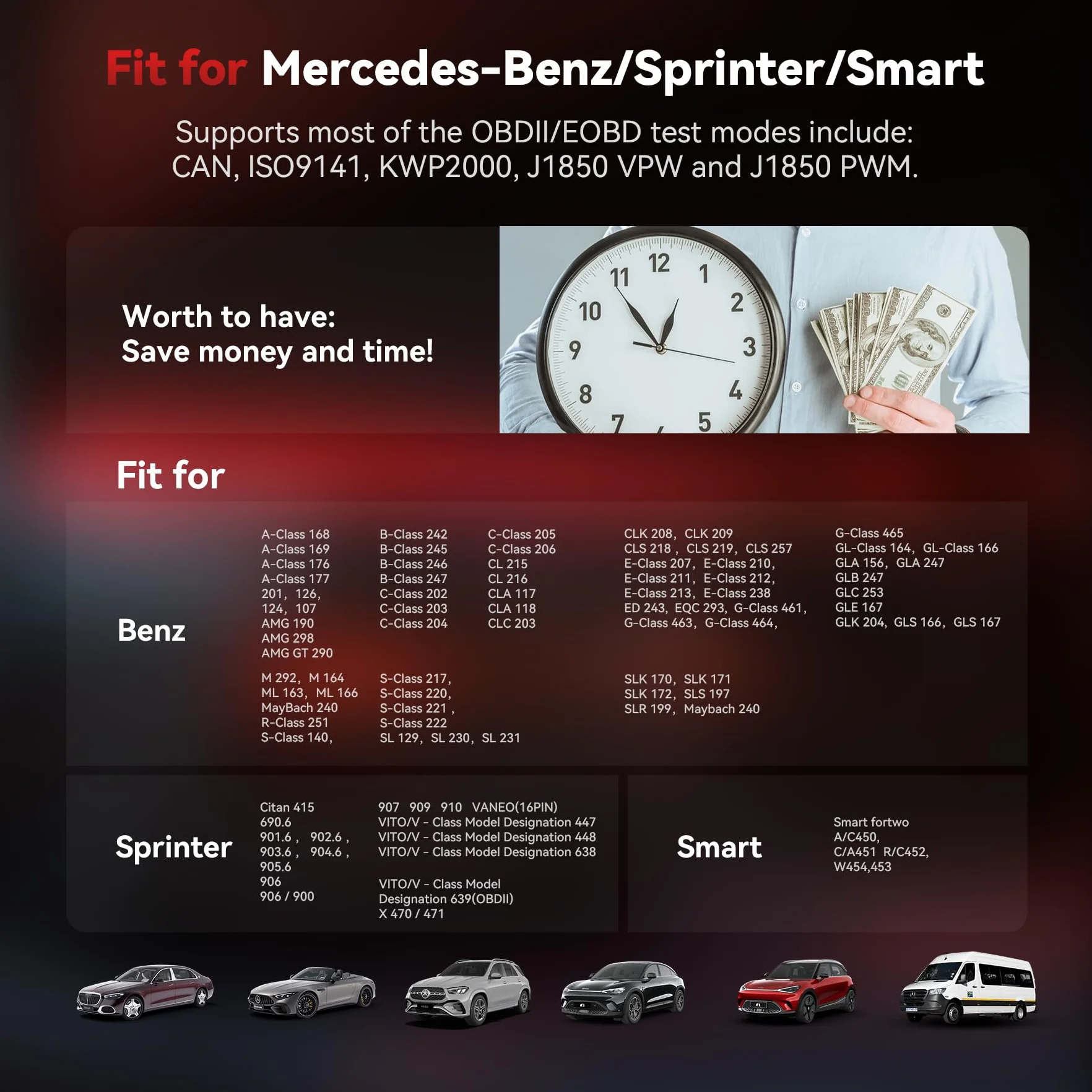 iCarsoft MB V1.0 OBD2 Diagnostica Auto per Benz Sprinter Smart, Diagnosi Tutti i Sistemi, Ripristino Olio, Calibrazione SAS, Test Batteria