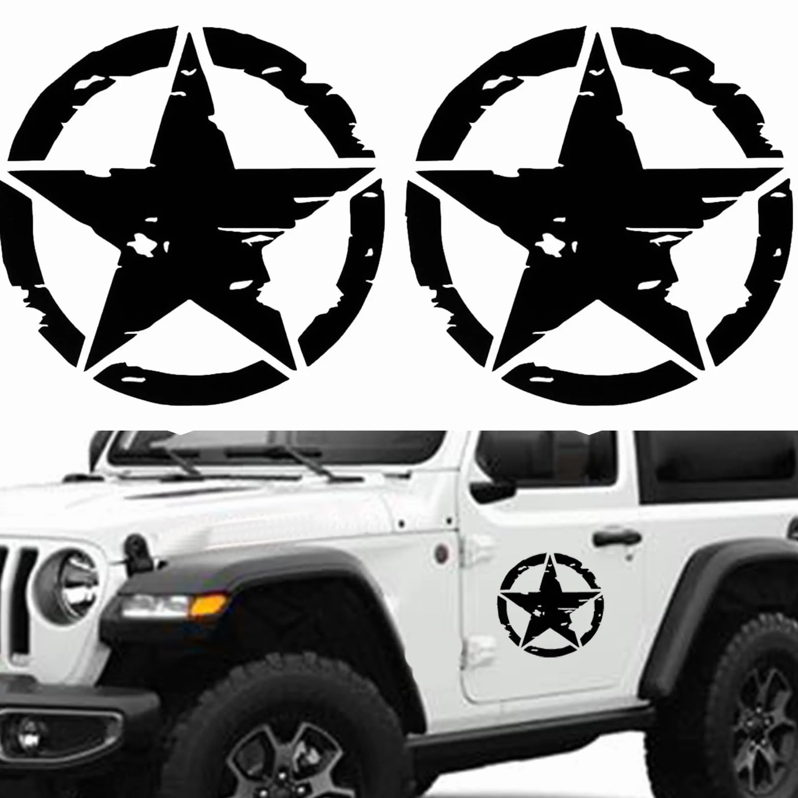 Adesivo Stella Militare Nera 4x4 Off Road Decalcomanie Auto Moto Fuoristrada 25cm 20cm 15cm 10cm