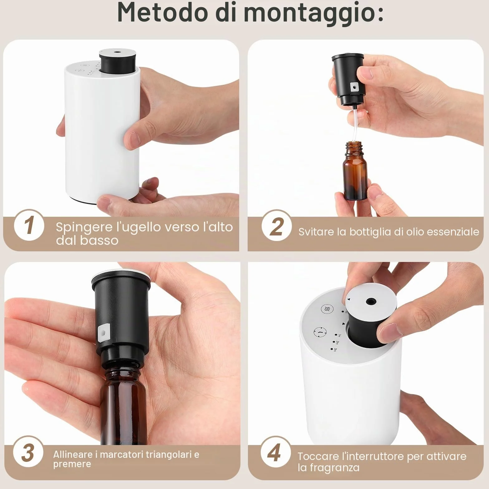 UrbanHomes Diffusore per aromaterapia auto portatile oli essenziali senza acqua spruzzatore automatico fragranze Bianco