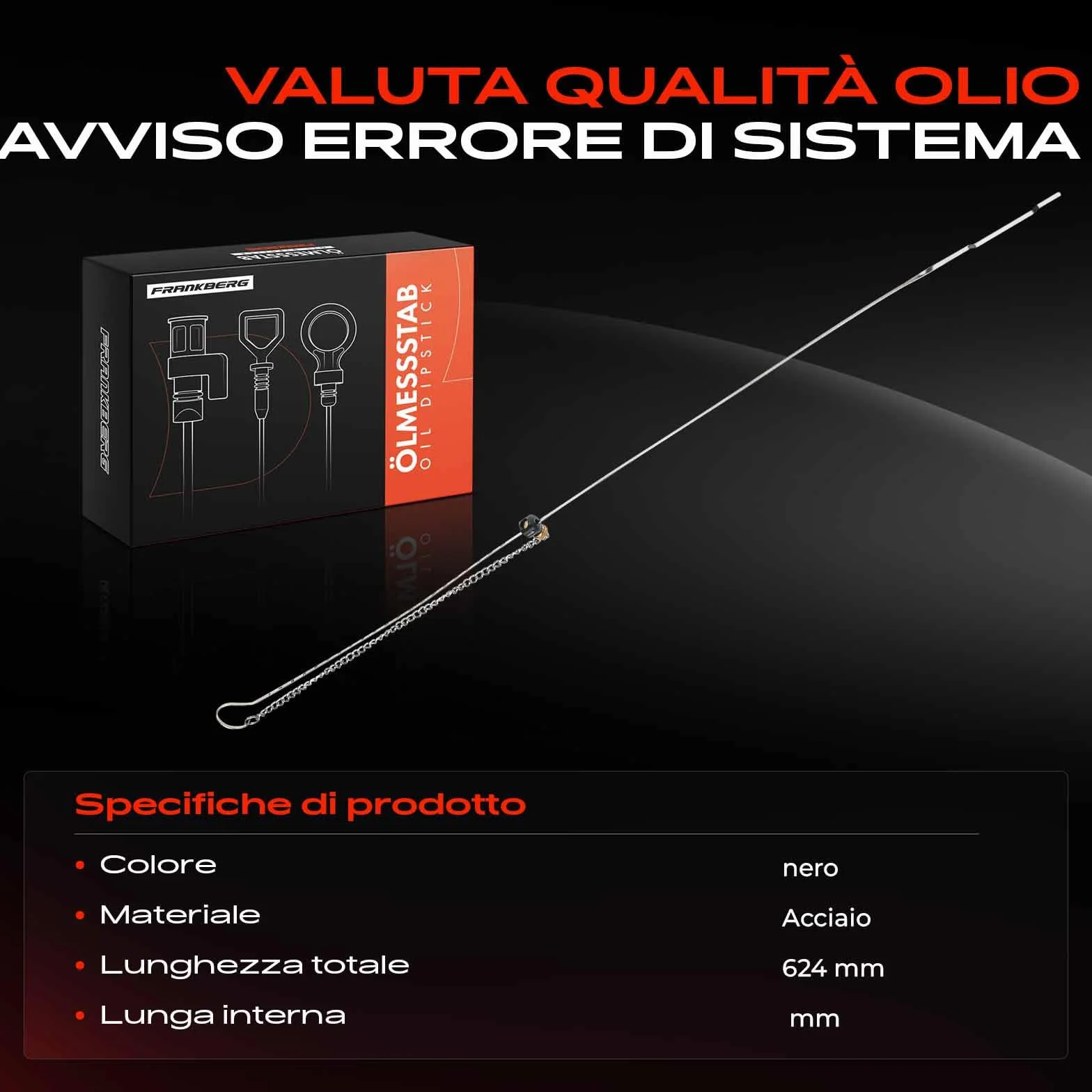 Frankberg Asta di livello dell'olio Asta di misurazione dell'olio Compatibile con A4 8K2/8W2/8WC/8KH/8WH/8WJ/8K5/8W5/8WD Q5 8RB Q5 FYB/FYG A5 8T3/8F7/F57/F5E/F53/F5P 8TA F5A/F5F A6 A7 A8 T40178