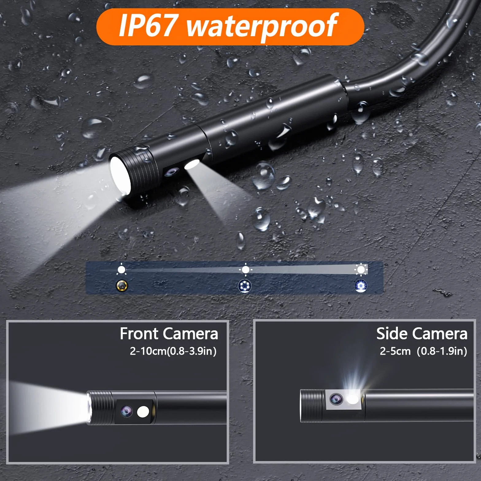 Telecamera Endoscopio Doppio Lente 5,0' Schermo IPS Impermeabile 6+1 LED Regolabile 32G Scheda TF (10M)