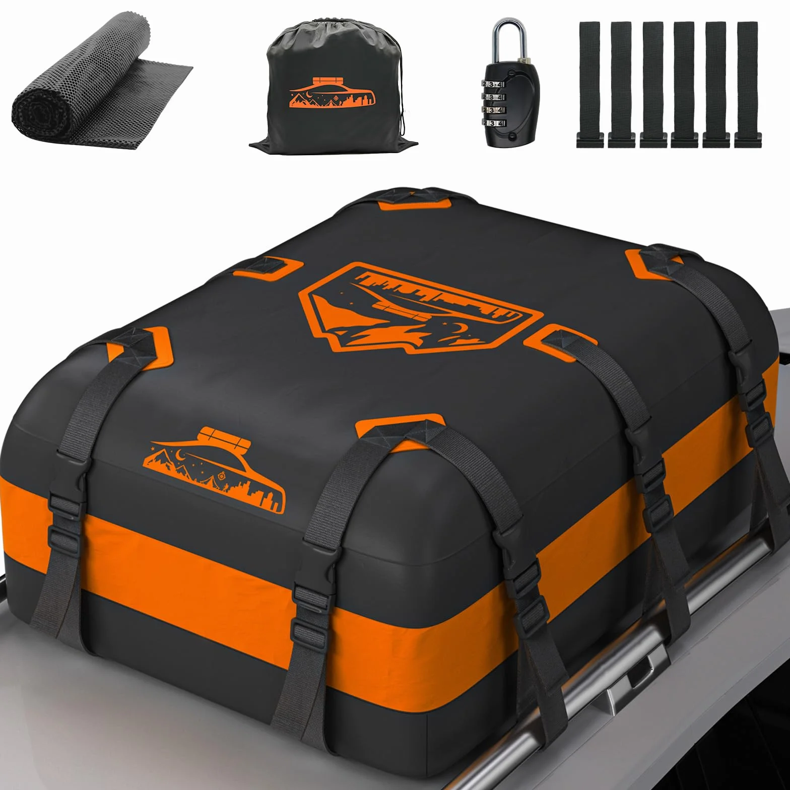 Baule Auto Tetto Inimpermeabile 1000D Arancia 566L Box Tetto Auto