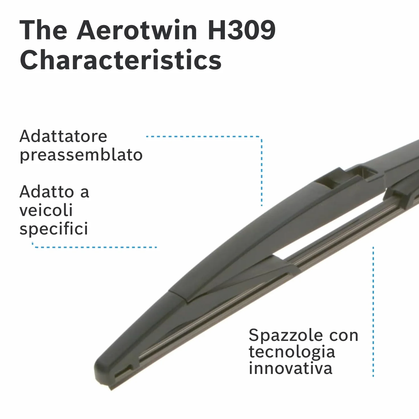 Tergilunotto Bosch Rear H309, Lunghezza 300mm, 1 tergicristallo per lunotto