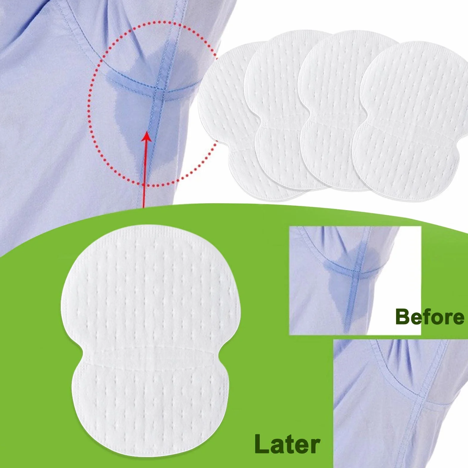 GWAWG 50 cuscinetti e 30 adesivi resistenti al sudore per ascelle, orlo camicia, asciutte e pulite