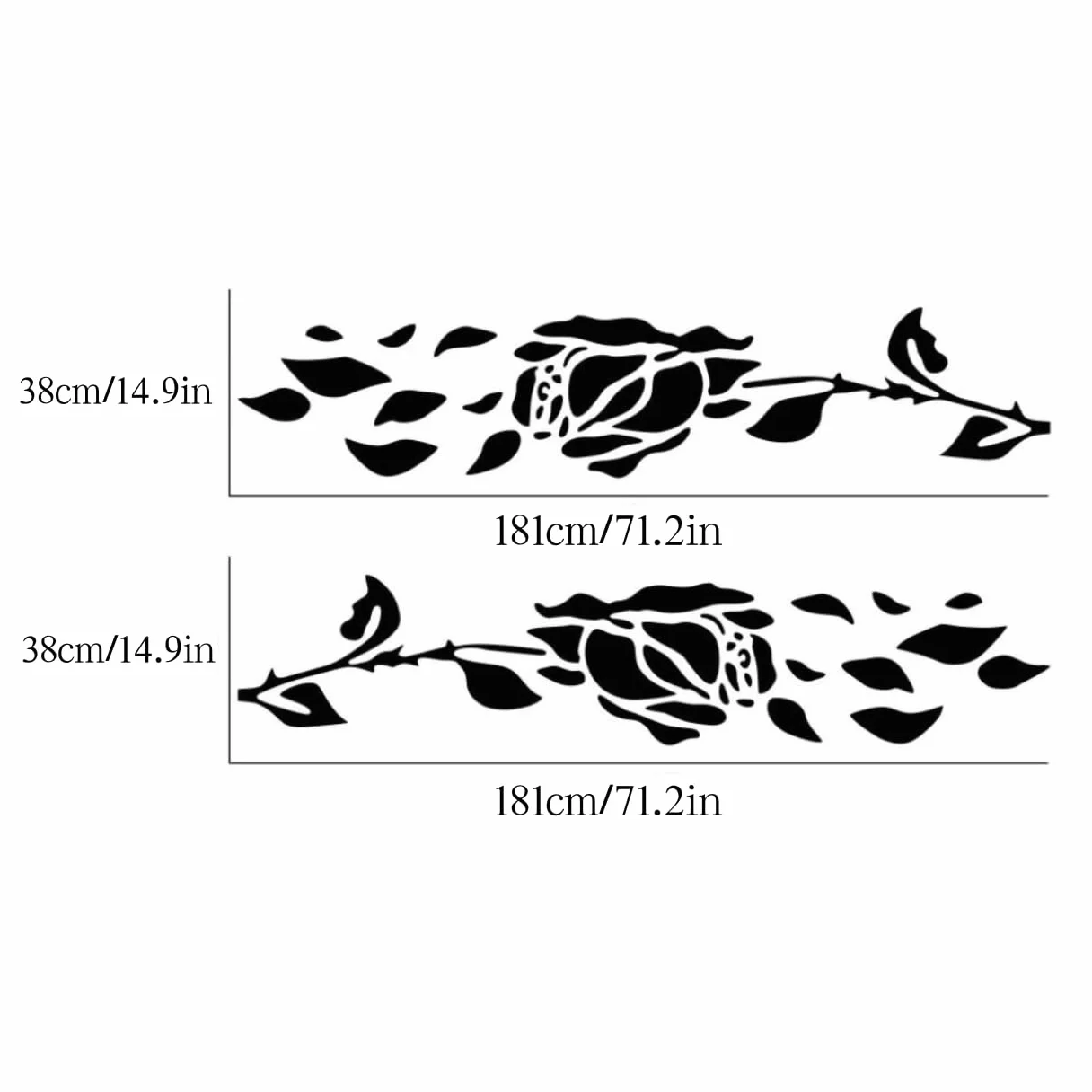 Adesivi Auto,Autoadesivo Del Corpo Dell'Automobile Con Rose Pattern Vinile Auto Decorazione Adesivo 2 Pezzi(Nero)