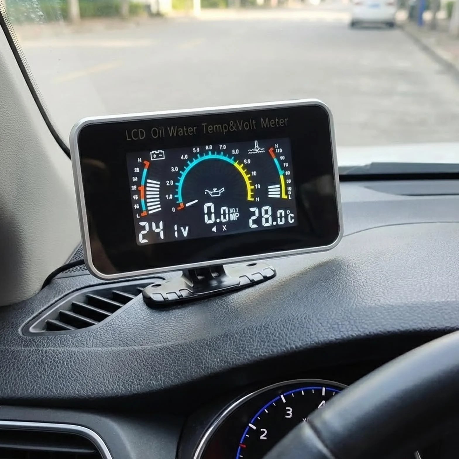 3 su 1 multifunzione auto LCD Digital Display Display Olio Pressione Acqua Temperatura Voltmetro Strumento a scopo universale 9-36 V per auto, camion, o SUV