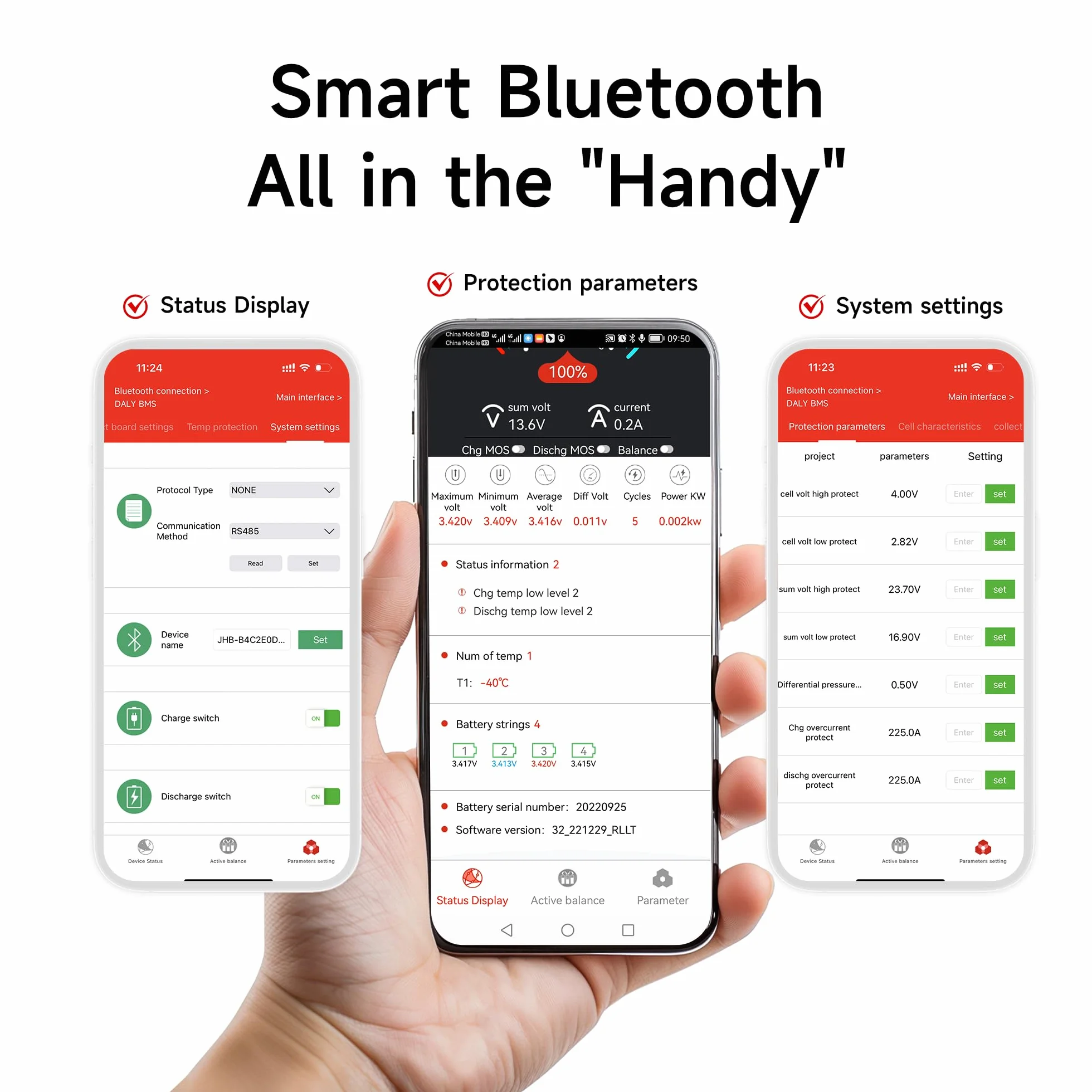 DALY BMS 12V 4S 200A Balance BMS con bilanciamento attivo delle celle 1A Bluetooth per pacco batteria LiFePO4