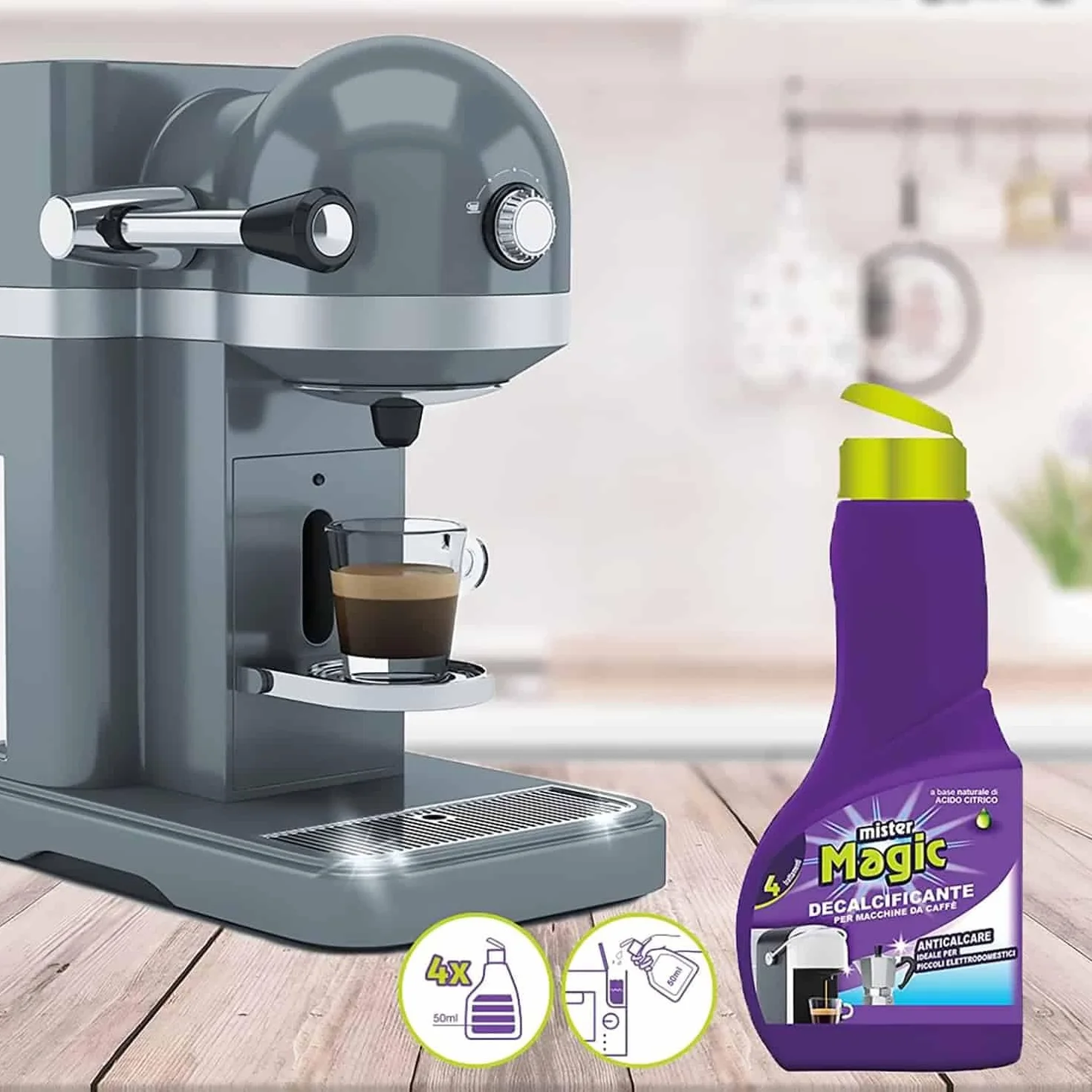 Mr Magic Decalcificante Macchinetta Caffè, Trattamento Anticalcare, 200 Ml