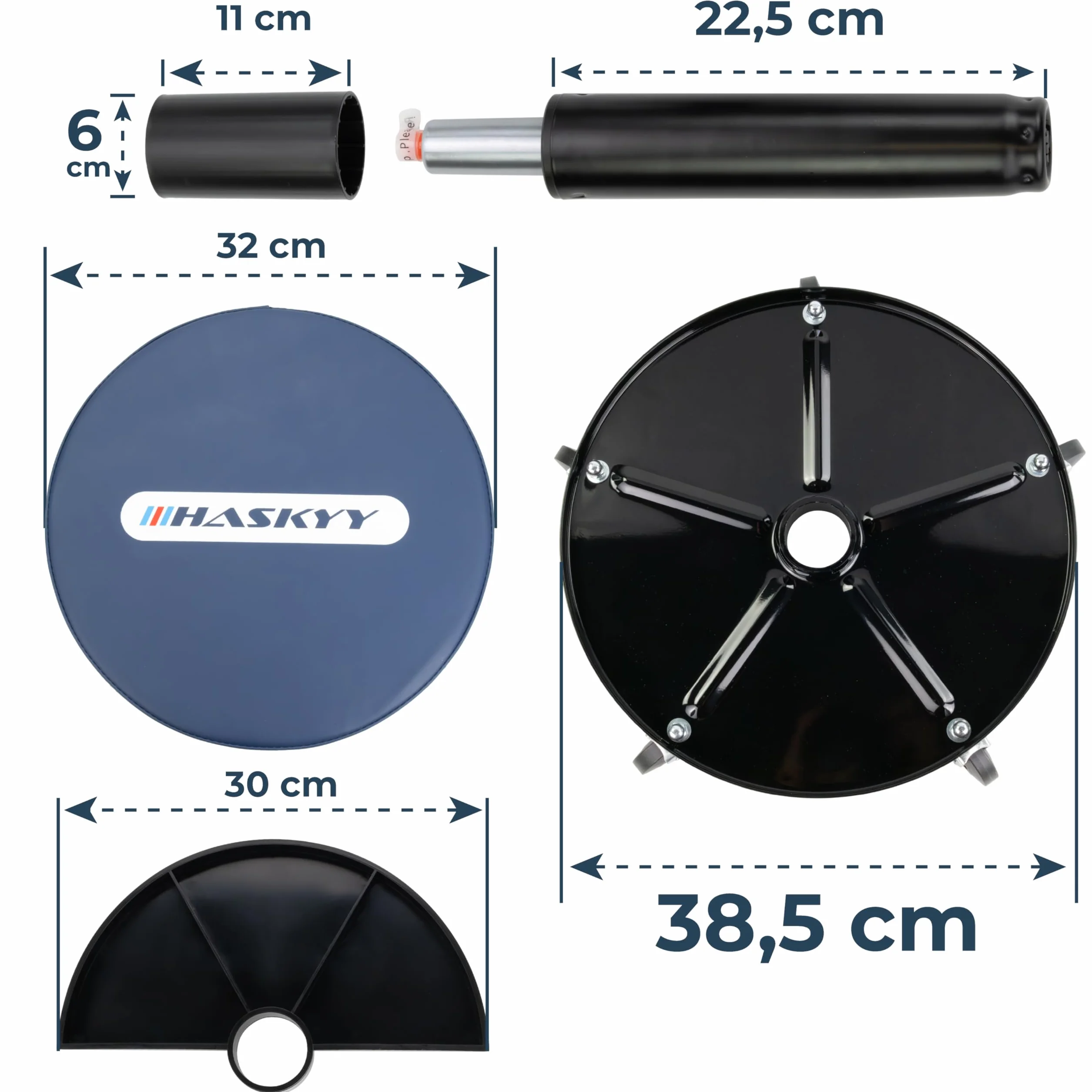 HASKYY Sgabello da officina BLU 5 ruote 2 ripiani altezza regolabile 410-540mm
