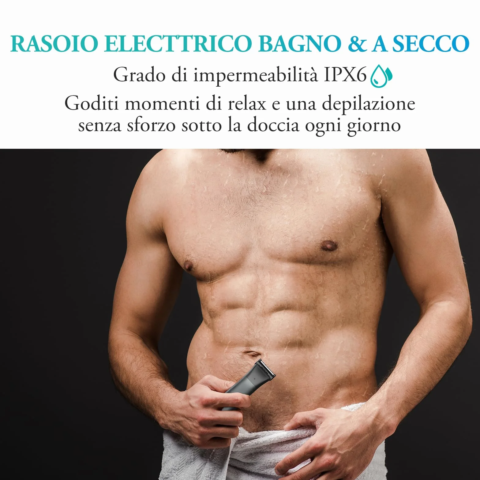 kensen Rasoio Elettrico Corpo Uomo Impermeabile 2 In 1 Depilatore Wet&Dry con Pettini Regolabili 1-10mm 100 Minuti Autonomia