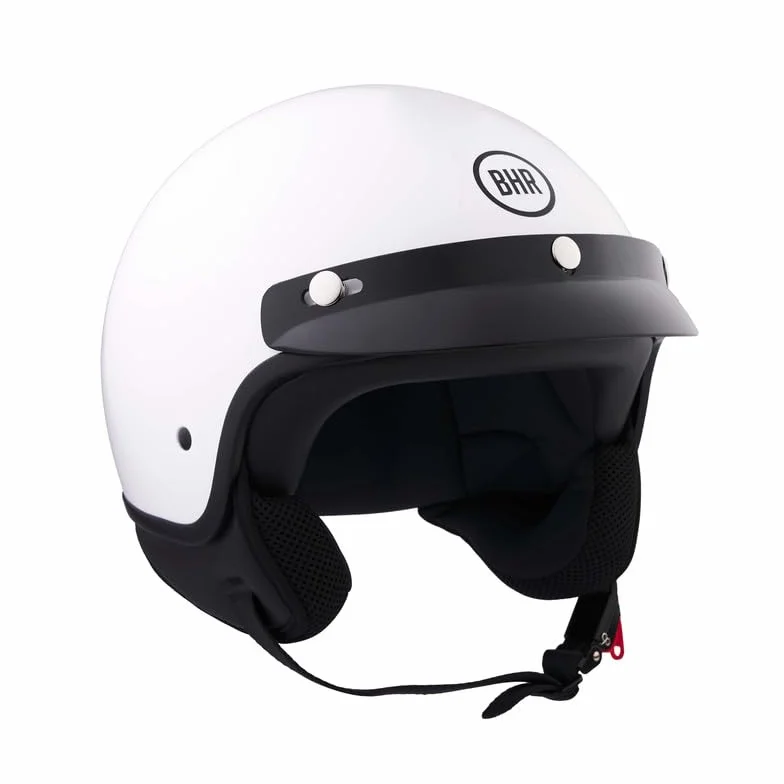 BHR Casco Demi-Jet 839 Scooter Omologato ECE 22.06 con Frontino e Sgancio Micrometrico Bianco M