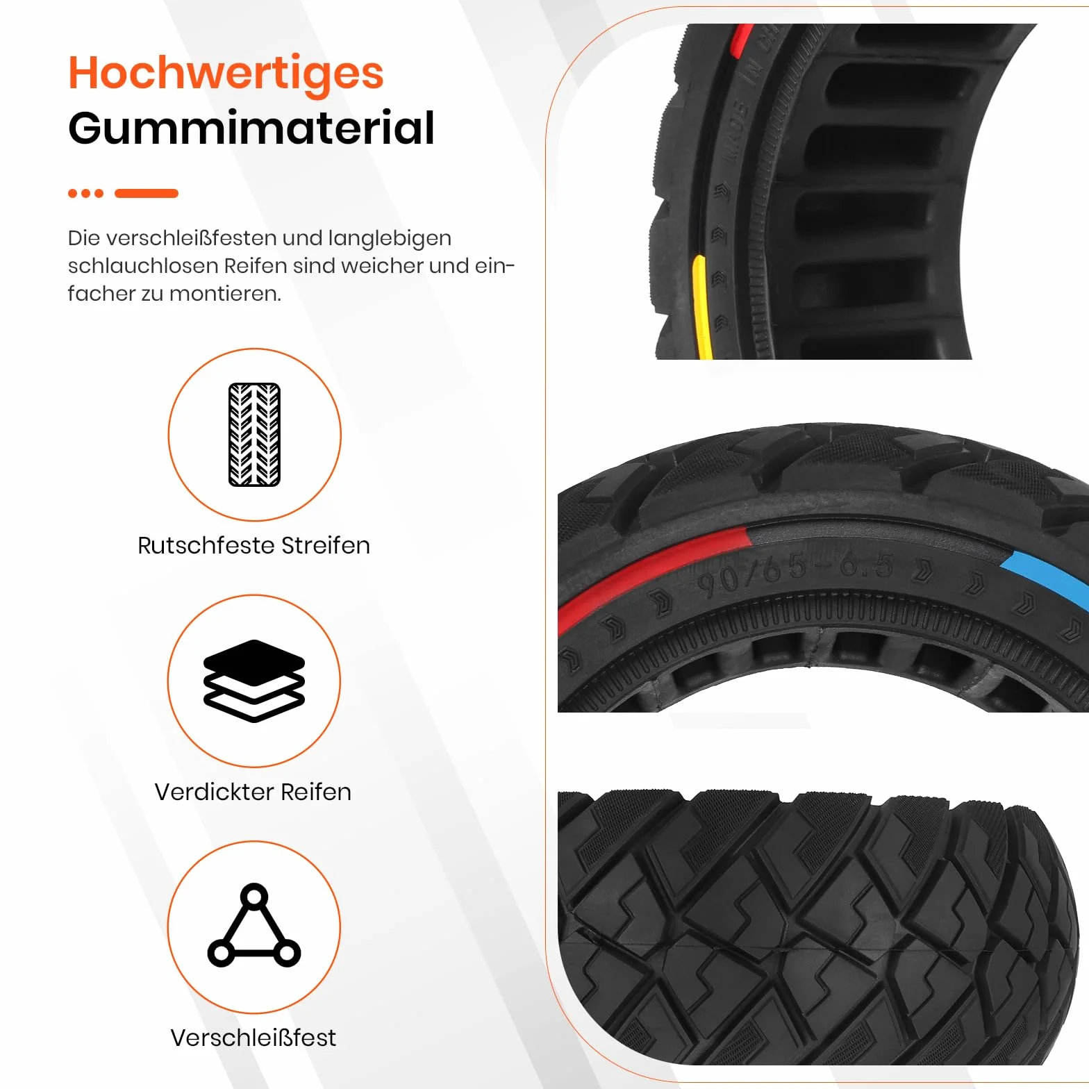 90/65-6.5 pneumatici pieni per scooter elettrico da 11 pollici, accessori di ricambio adatti per Dualtron Thunder, Speedual Plus, Zero 11X, Kaabo Wolf Warrior, 2 pezzi