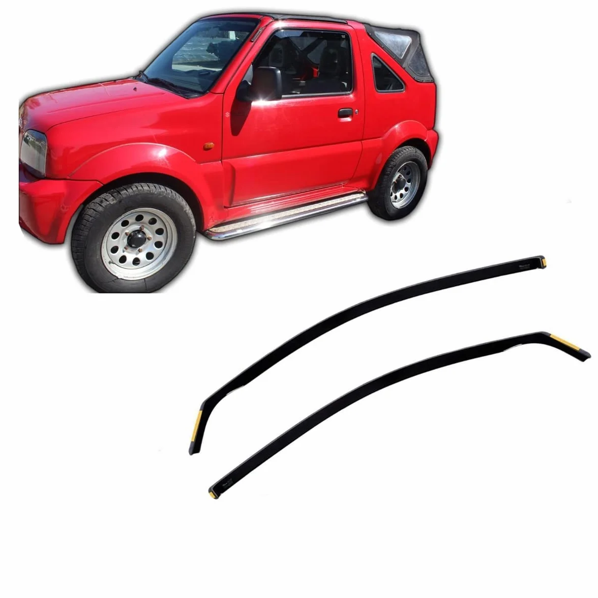 Deflettori d'Aria Suzuki Jimny 1998-2018 Set 2 Pezzi Nero Fumé Heko