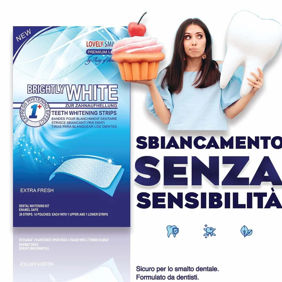 RAY OF SMILE Strisce Sbiancanti Denti Pacchetto XXL Kit Sbiancante Rapido Senza Perossido