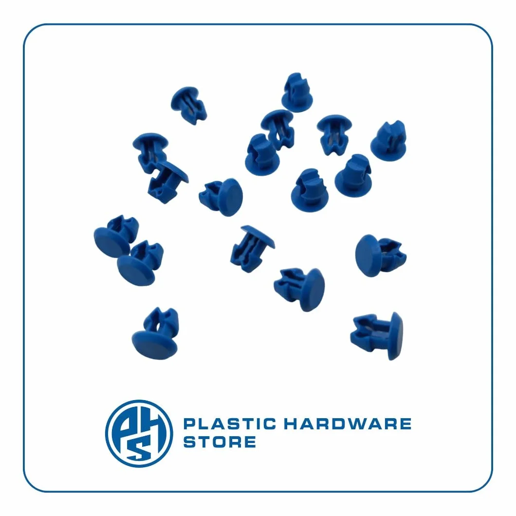 Kit Rivetti Porta Targa in Nylon (Plastica), Facili da Montare, per Fissaggi Targhe, Dimensione Standard, Auto, Moto, Furgone - Blu e Bianco - 100 pezzi - Plastic Hardware Store