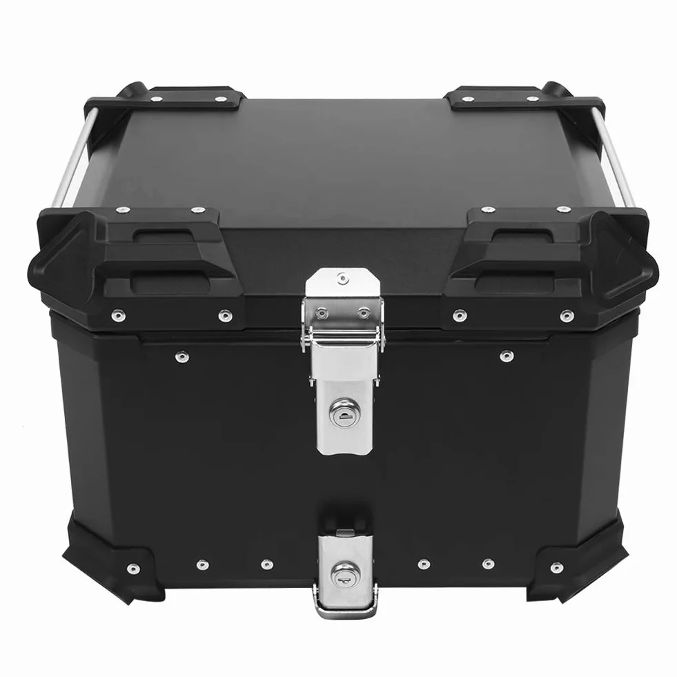 BigKing 45L Bauletto Posteriore Moto, Alluminio Baule da Moto Viaggiare Scatola di Coda con Blocco di Sicurezza per Conservazione Casco Bagagli Grandi, Impermeabile Motorbike Top Box Motociclo Topcase