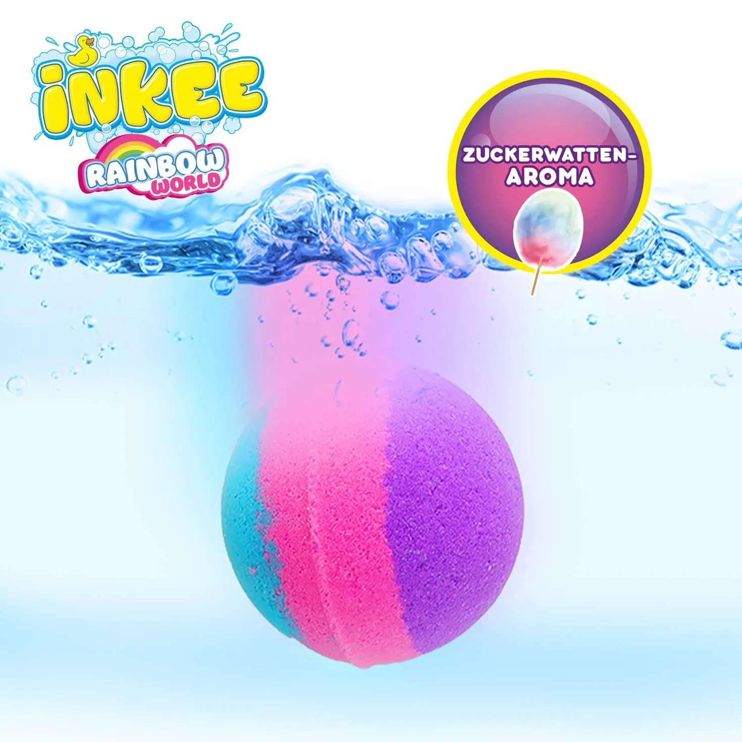 INKEE 9 Palle da Bagno per Bambini Bombe da Bagno Colorate 3 Strati Rosa Viola Blu Zucchero Filato Olio di Argan