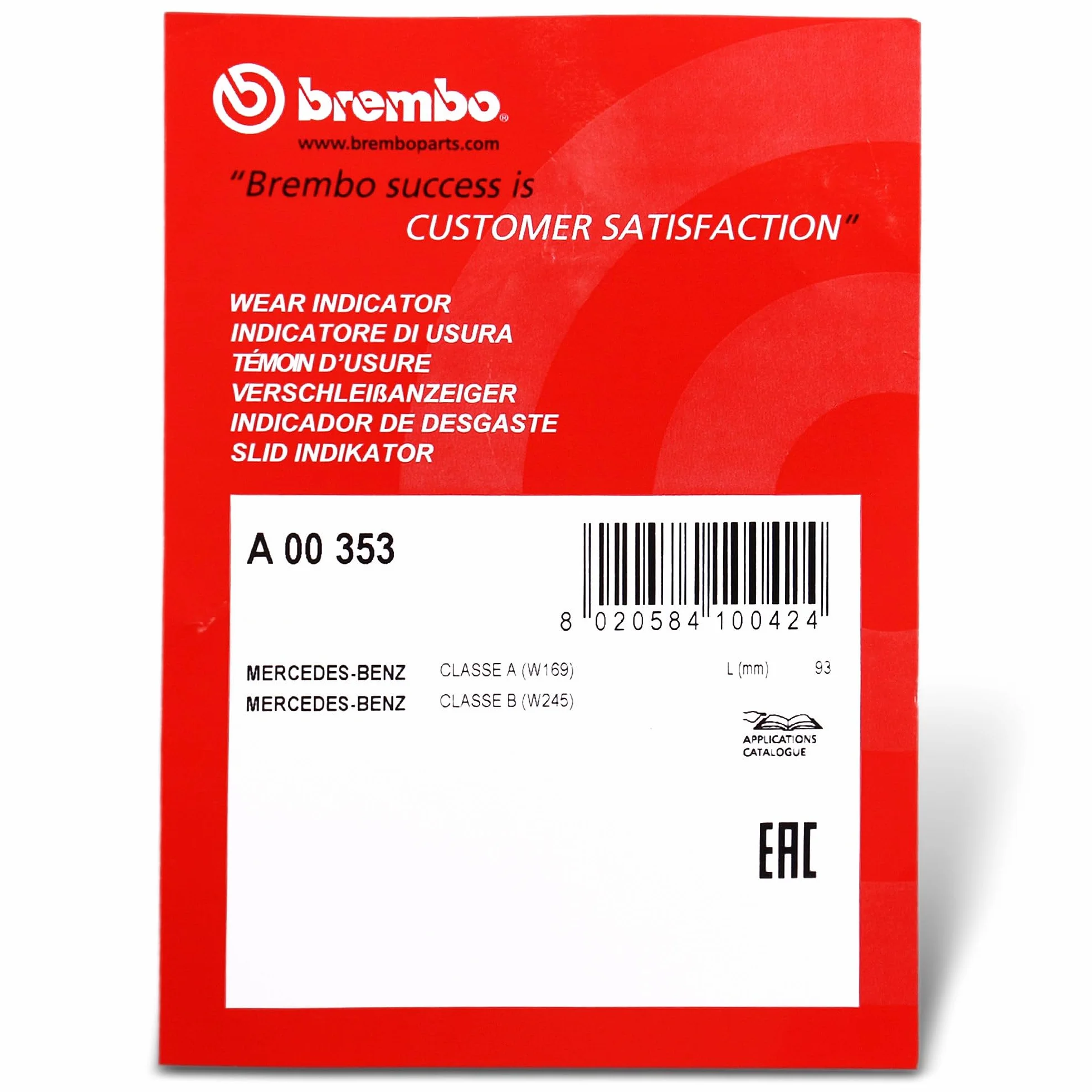 Brembo A 00 353 Indicatore di Usura Anteriore e Posteriore