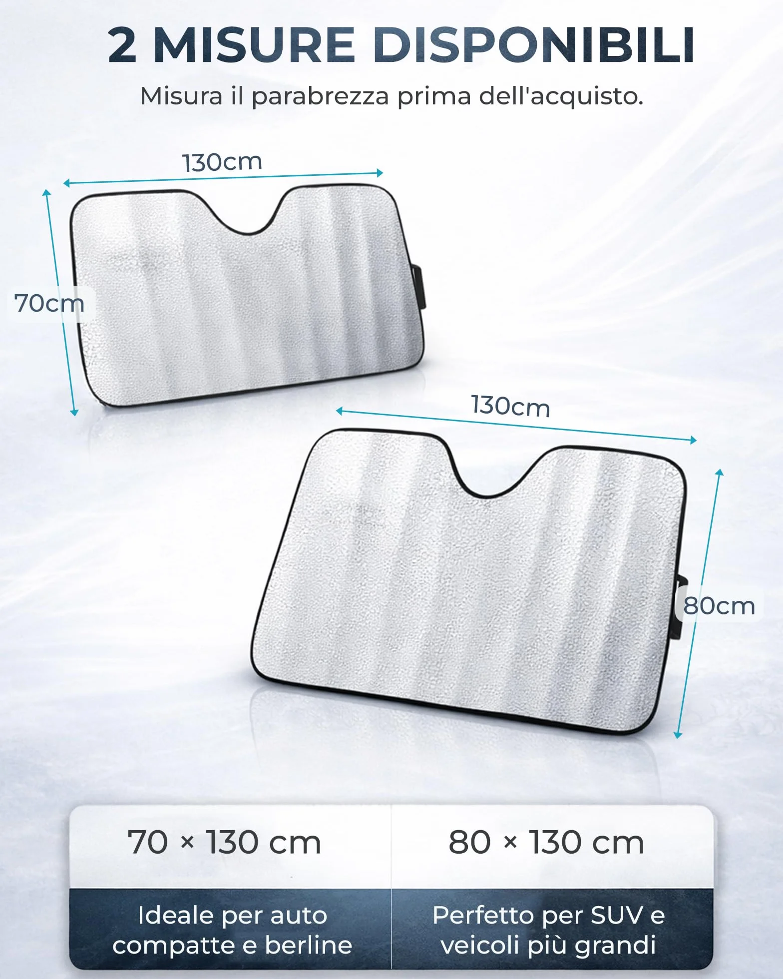 Parasole Auto Parabrezza Pieghevole Coprisole UV 80x130cm