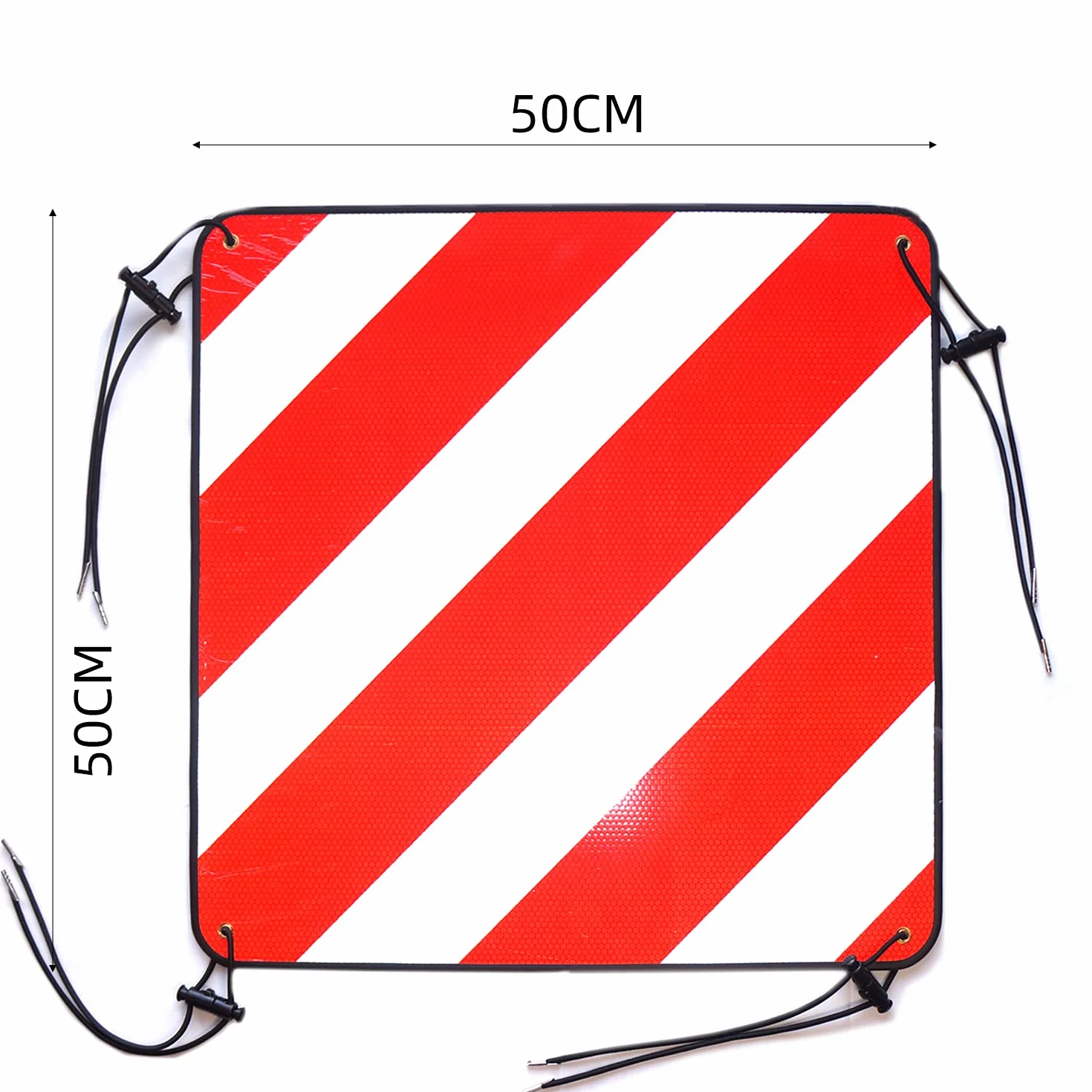 Segnale d'avvertenza riflettente alluminio 50 x 50 cm 2 in 1 per Italia e Spagna con cinghie di fissaggio