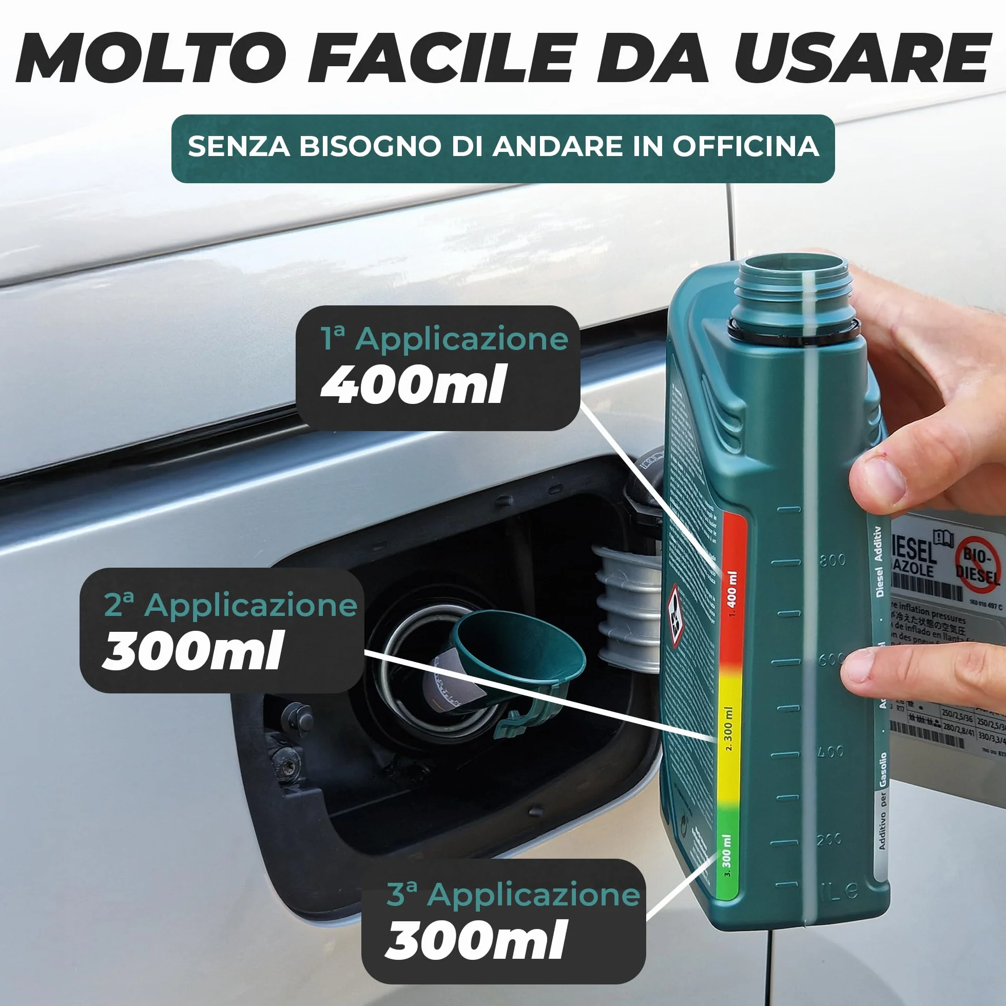 MARTIN STRAUSS Pulitore Diesel EURO 6 in 1. Decarbonizzante del sistema di scarico: Valvola EGR, Turbo, Catalizzatore, FAP, Lambda. 1 Litro, 3 Dosi