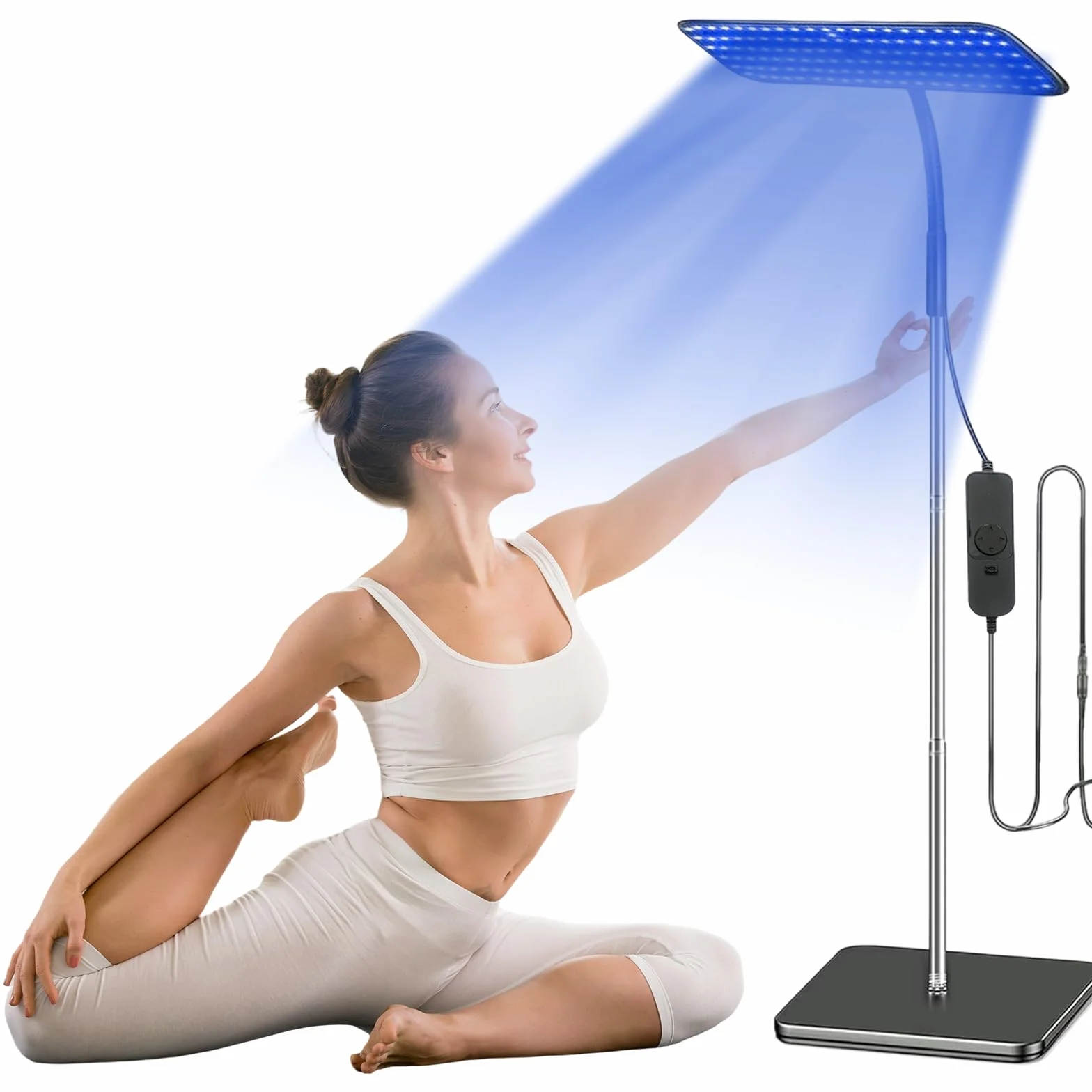 Solarium per la casa 460NM 490NM lampada abbronzante 25W luce blu supporto metallo regolabile timer 126 LED