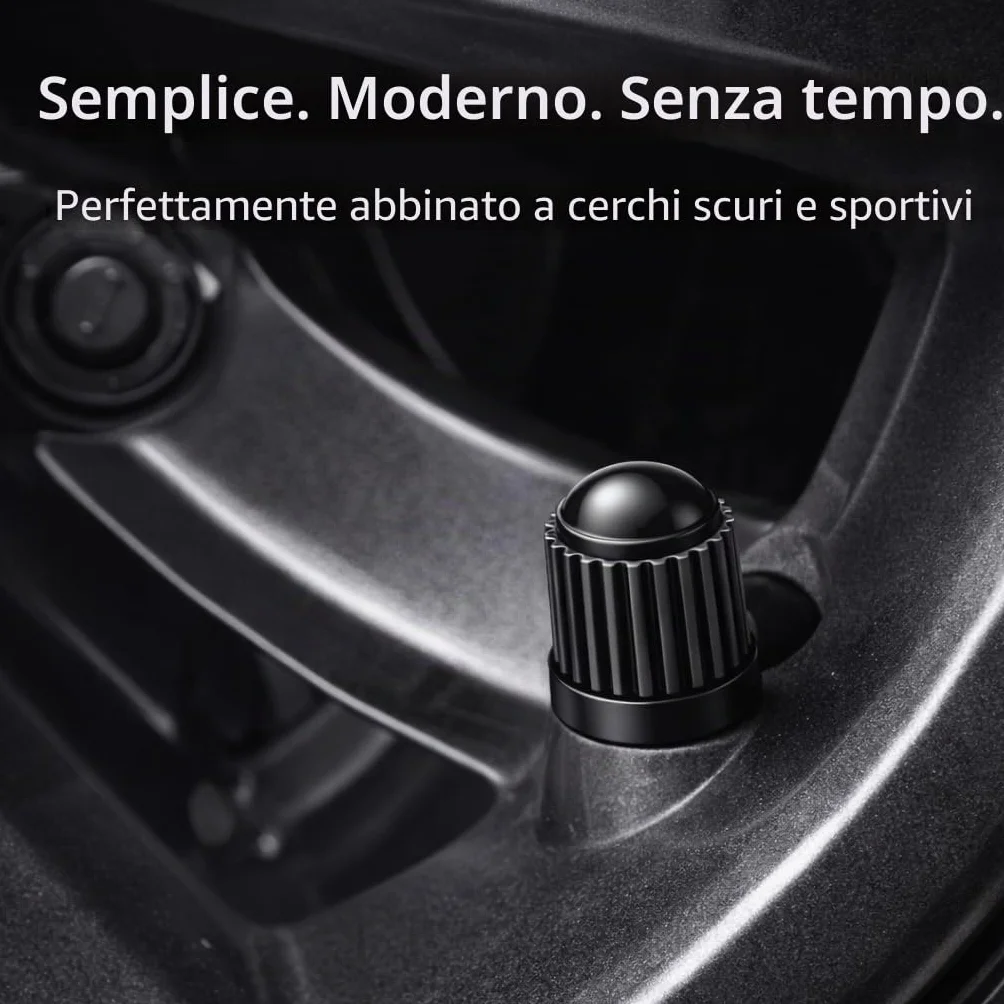 Cappucci Valvola Nero – Tappi Universali per Pneumatici Auto Moto Bicicletta – Accessorio Ruote Gomme