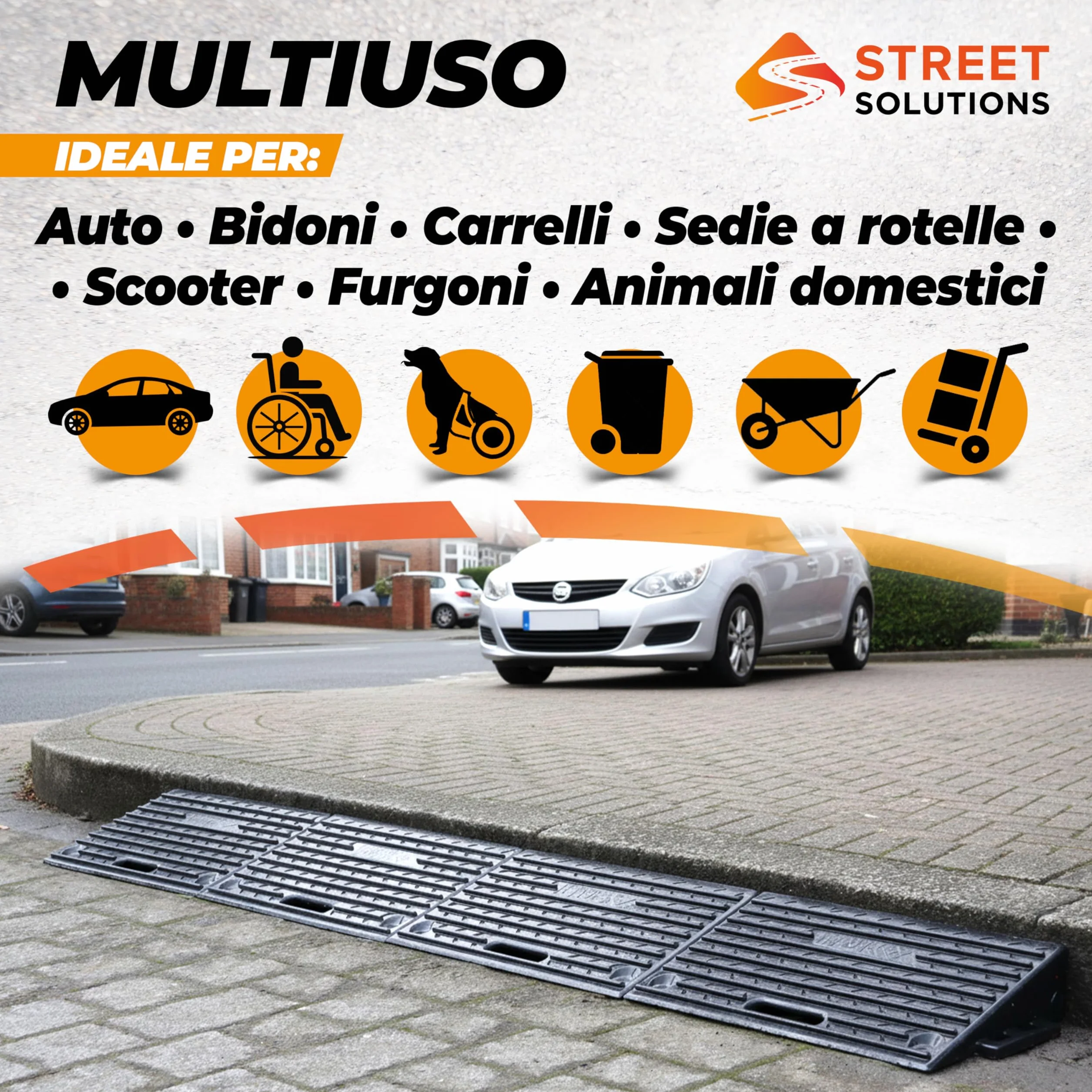 Street Solutions UK Set 2 Rampa per Disabili e Sedia - Rampa per Sedia a Rotelle 10 cm - Rampe per Disabili in Gomma Antiscivolo per Marciapiede, Garage, Moto e Soglia