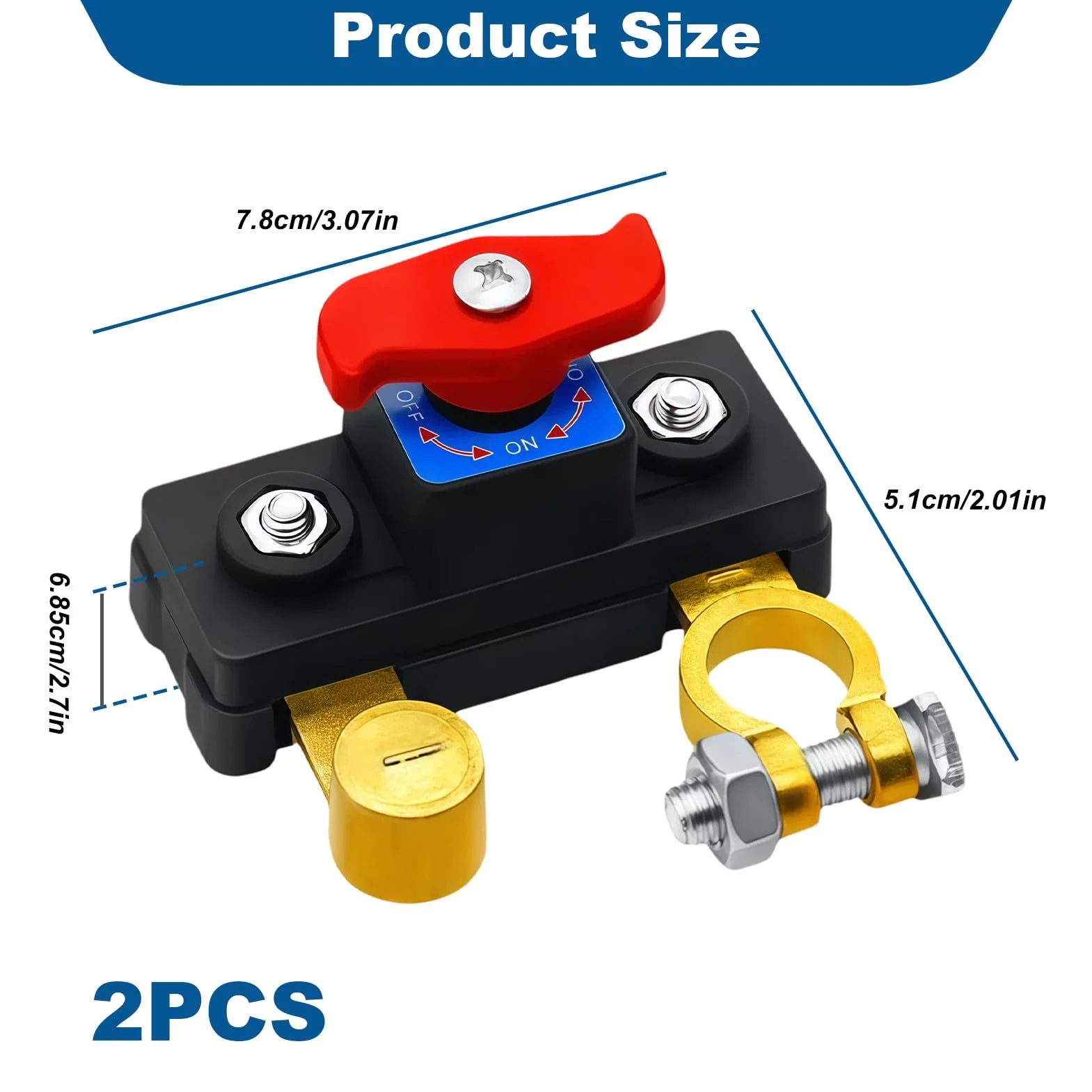 2 Pezzi Interruttore Stacca Batteria Auto 12V-24V, Staccabatteria in Rame Puro Alta Conduttività, Interruttore Disconnessione Batteria ON/OFF per Auto Camion Barca Camper Protezione Elettrica