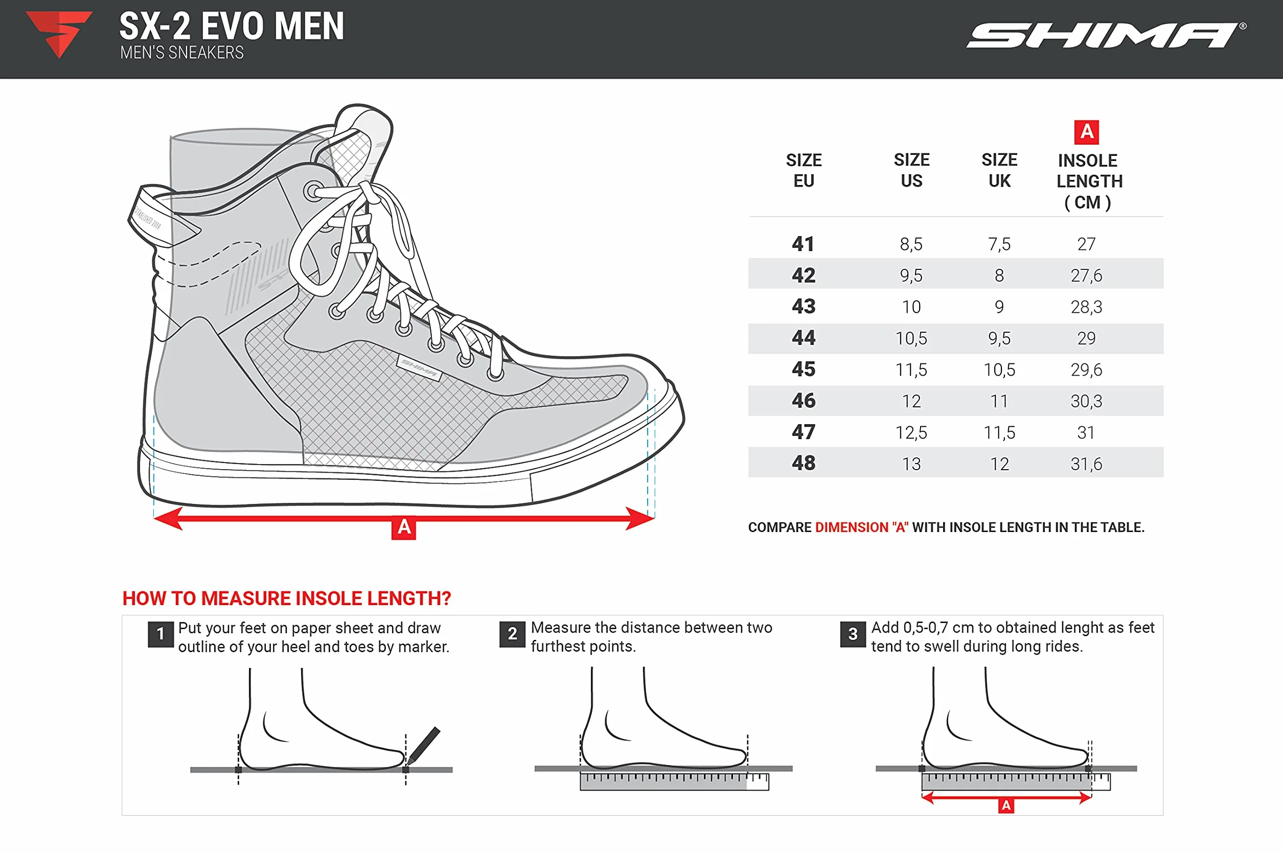 SHIMA SX-2 EVO Scarpe Moto Uomo - Stivali Moto in Pelle, Traspirante, Rinforzato con Supporto della Caviglia, Suola Antiscivolo, Impugnatura per il Cambio di Marcia (Nero, 47)