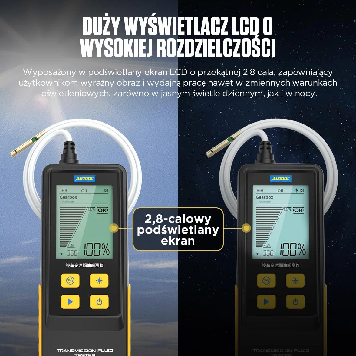 Tester del fluido di trasmissione, Tester dell'olio della trasmissione automatica Rivelatore di trasparenza del fluido di trasmissione Strumento di prova diagnostico Analizzatore Meter