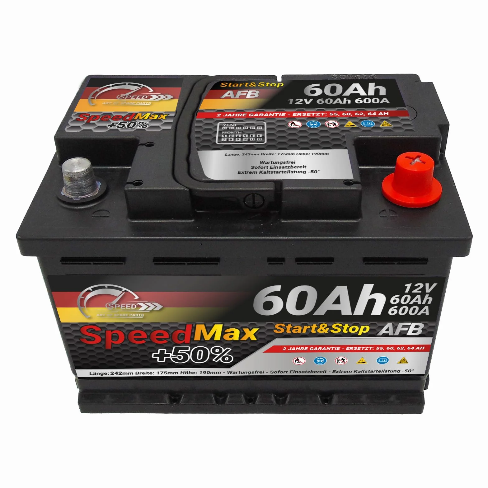 SMC bateria Auto 60Ah AFB Speed Max 600A 12V L2 Start&Stop 242x175x190 mm EFB