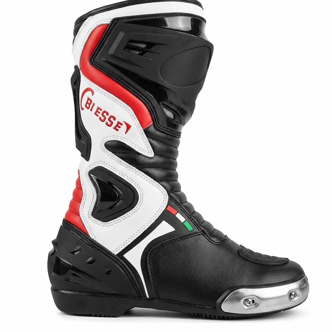 BS MOTO - Stivali Moto Pista Sport Racing, in Pelle Pista Professionale Traspirante