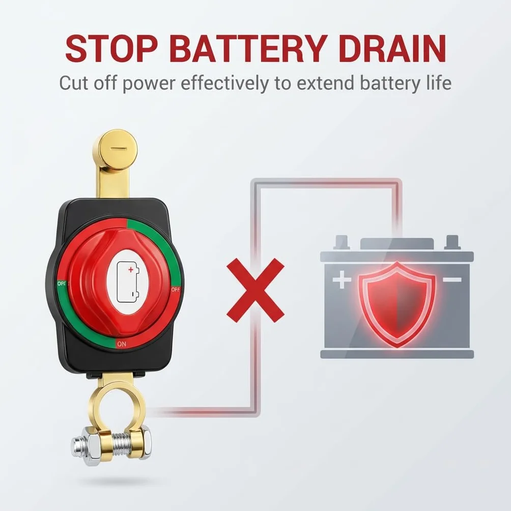Interruttore Stacca Batteria 12V–48V 300A, Sezionatore Impermeabile per Auto, Camper, Barca, Yacht, Moto, Camion e Caravan, Interruttore Principale Batteria Sicuro e Affidabile
