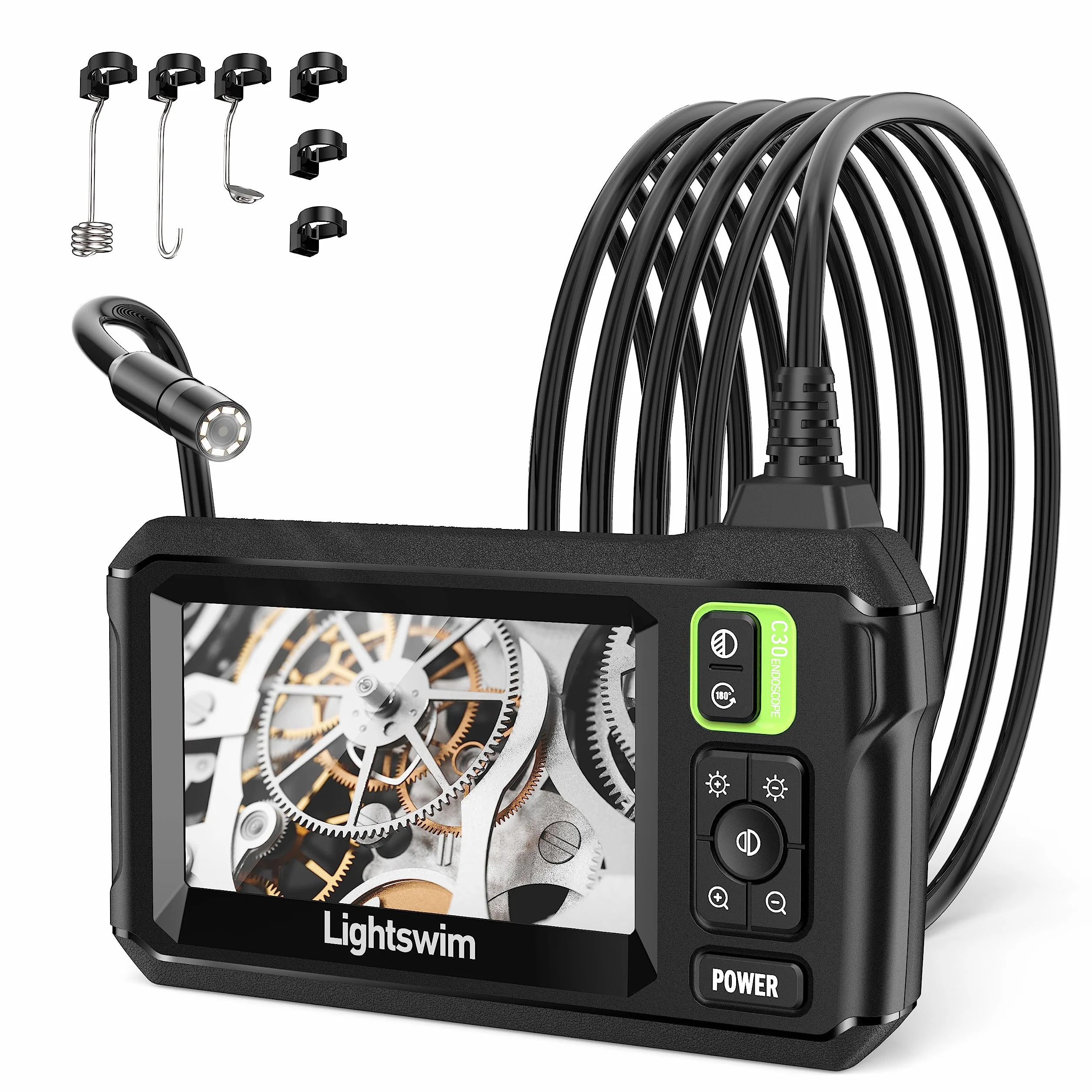 Lightswim Telecamera per ispezione endoscopio industriale IP67 4,3" 5M 8 LED