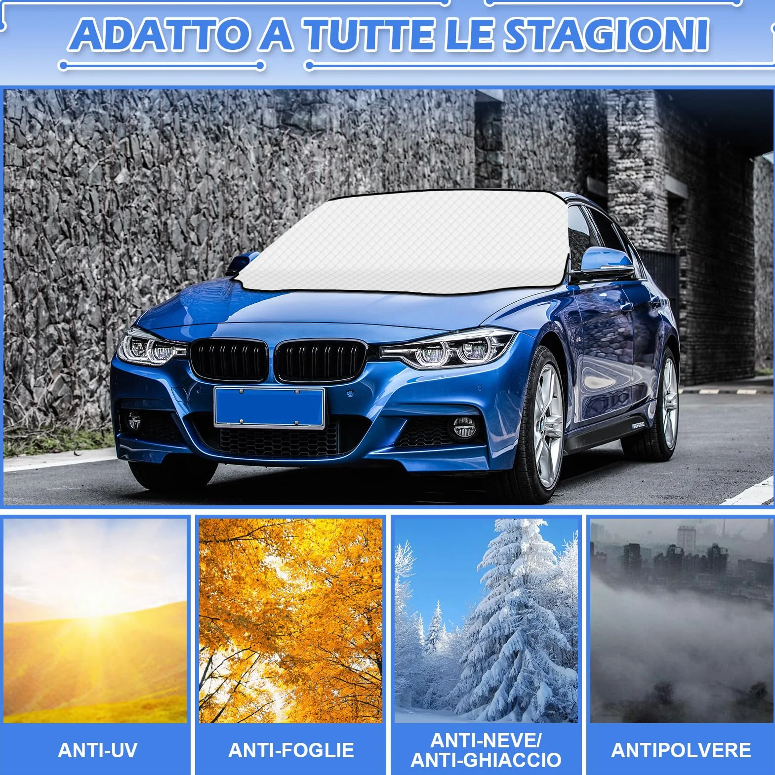 Parasole Auto Parabrezza UV Protettore Magnetic Pieghevole 197x128cm