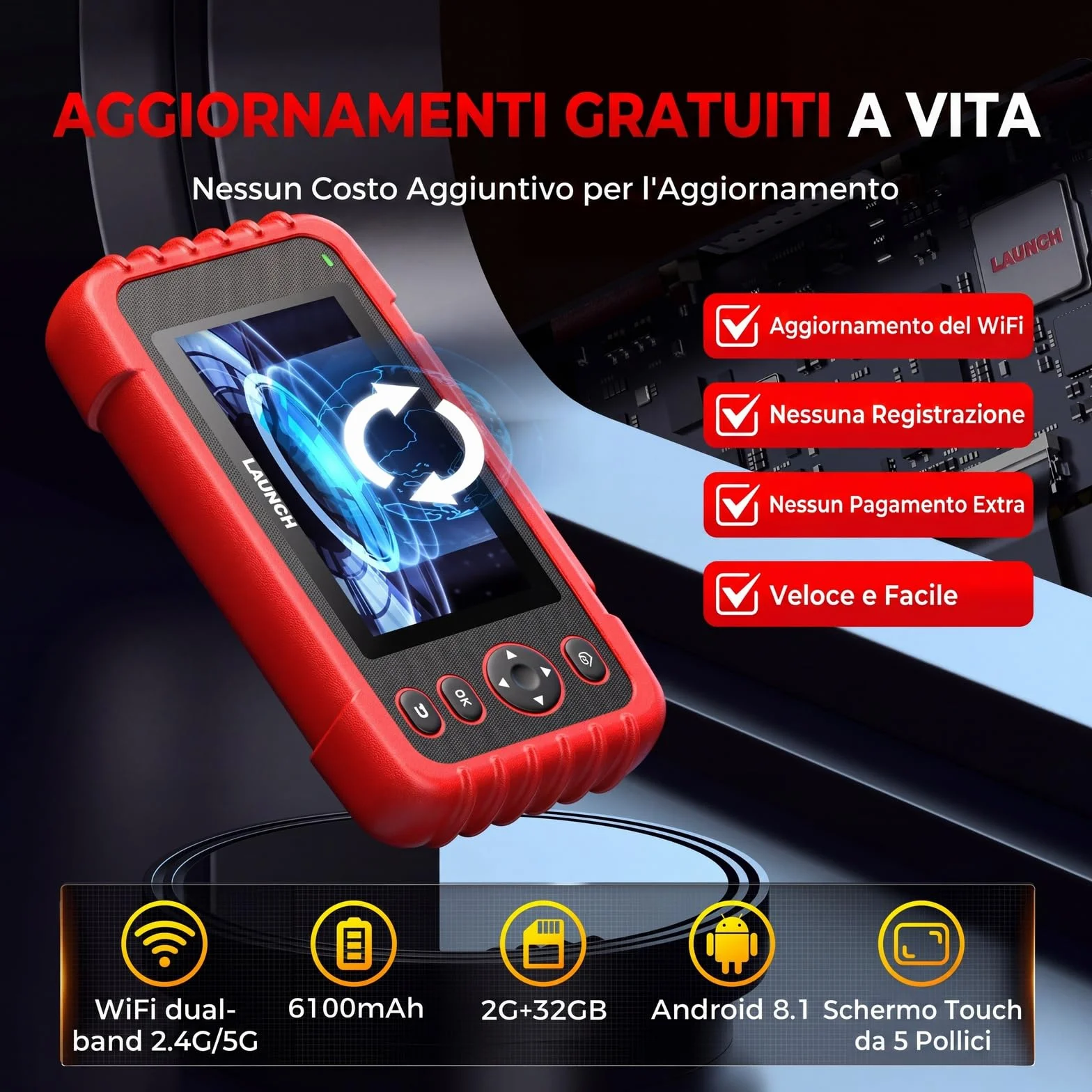 LAUNCH CRP123X V3.0 64G OBD2 Diagnostica Professionale 4 Sistemi Reset EPB DPF Olio SAS BMS