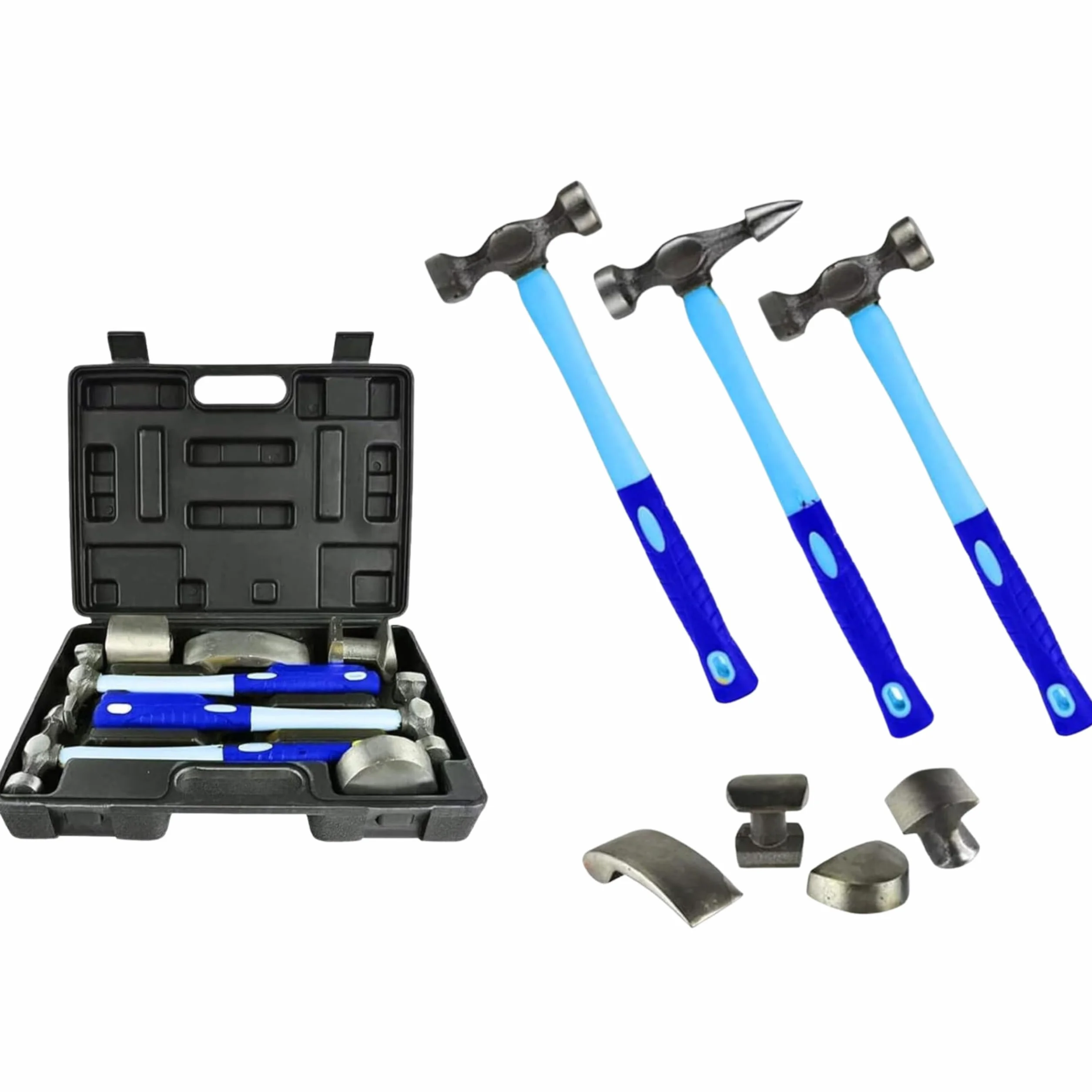 Yasta Kit Carrozziere 7 Pezzi 3 Martelli 4 Tassi Riparazione Ammaccature Auto Veicoli Set Attrezzi Battilastra Professionale Valigetta Carrozzeria Fai da Te