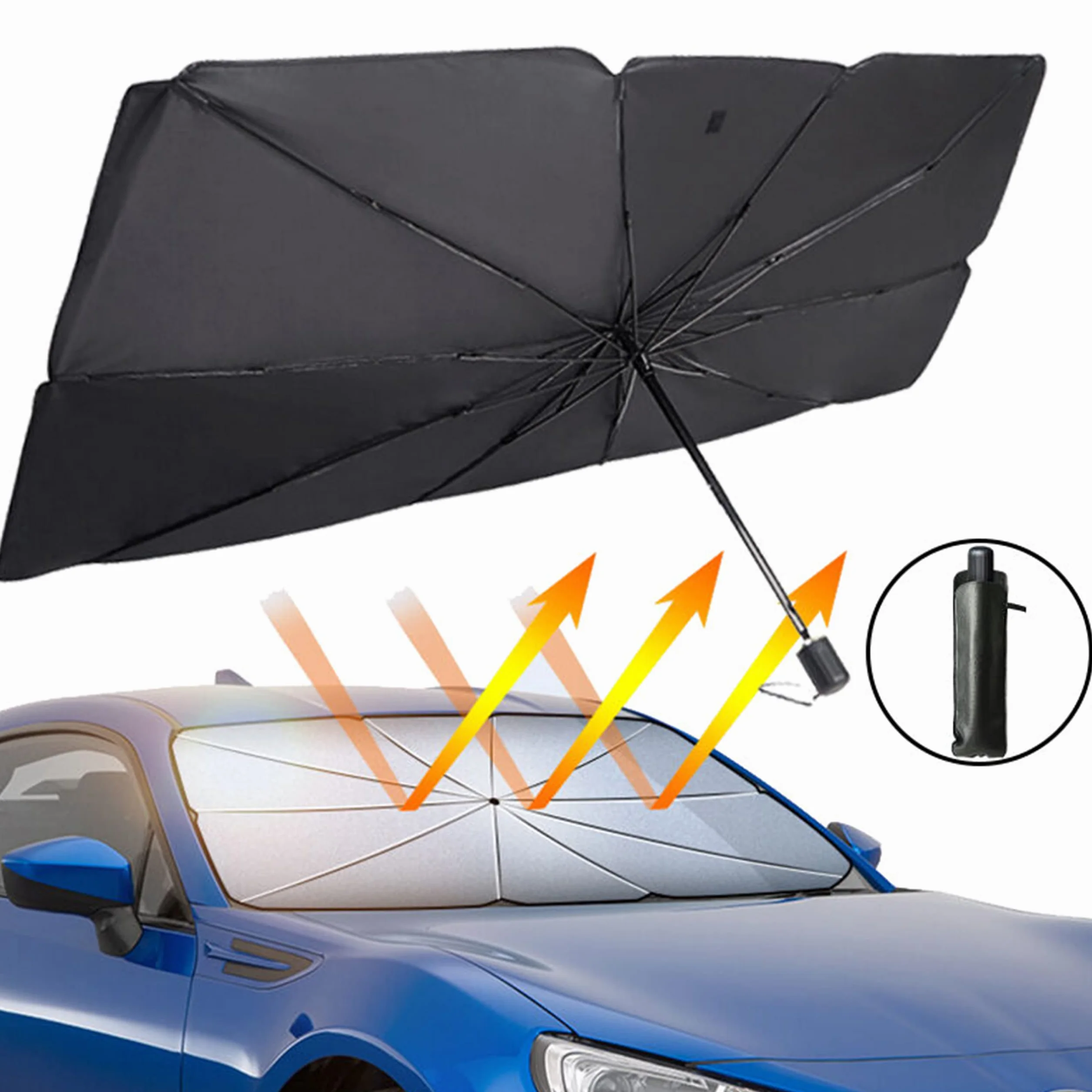 TechTime Parasole Auto Ombrello Pieghevole per Parabrezza Interni Macchina Schermo Anti-Uv GladeShade Telo Proteggi Cruscotto Copriparabrezza dal Sole Universale