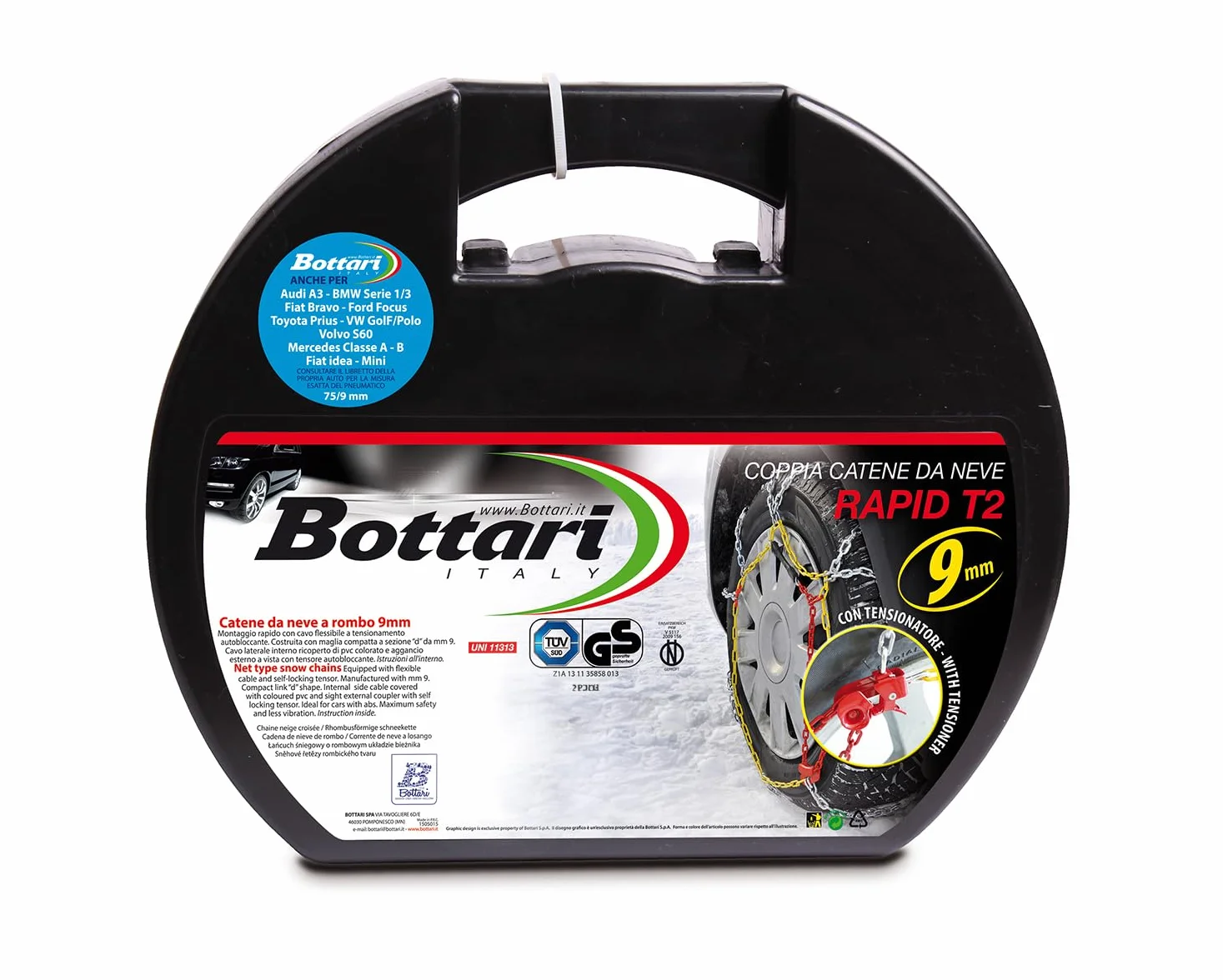 Bottari 18833 Rapid T2 Catene da neve 9 mm Misura 130 Compatibili ABS ESP