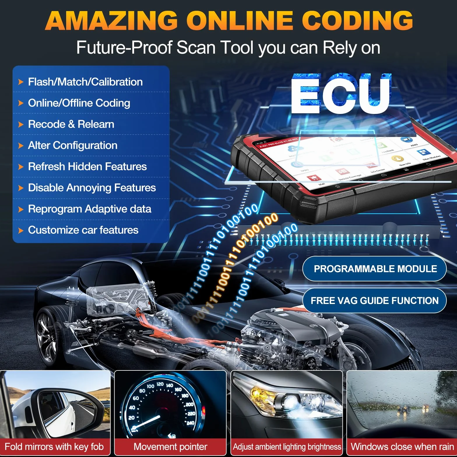 LAUNCH X431 PRO Elite OBD2 Diagnostica Auto Bidirezionale, Codifica ECU Online, CANFD & DOIP, 45+ Reset, 2 Anni Aggiornamento