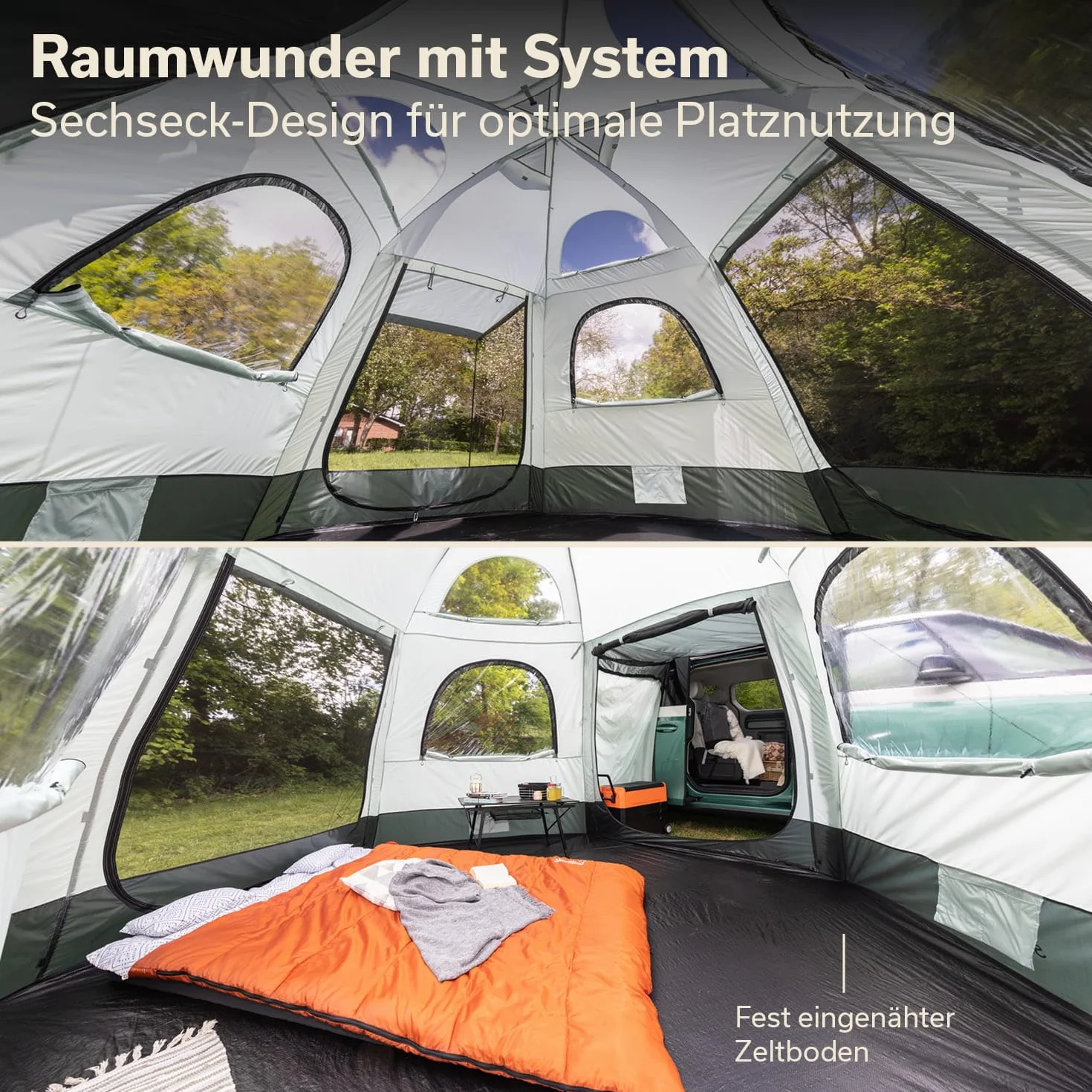 Skandika Pitea Dome Tenda per auto, autobus, furgoni | Indipendente, per 2-4 persone, 2,2 m di altezza, 10,4 m² di superficie abitabile, 3 ingressi, zanzariera, 3000 mm di colonna d'acqua