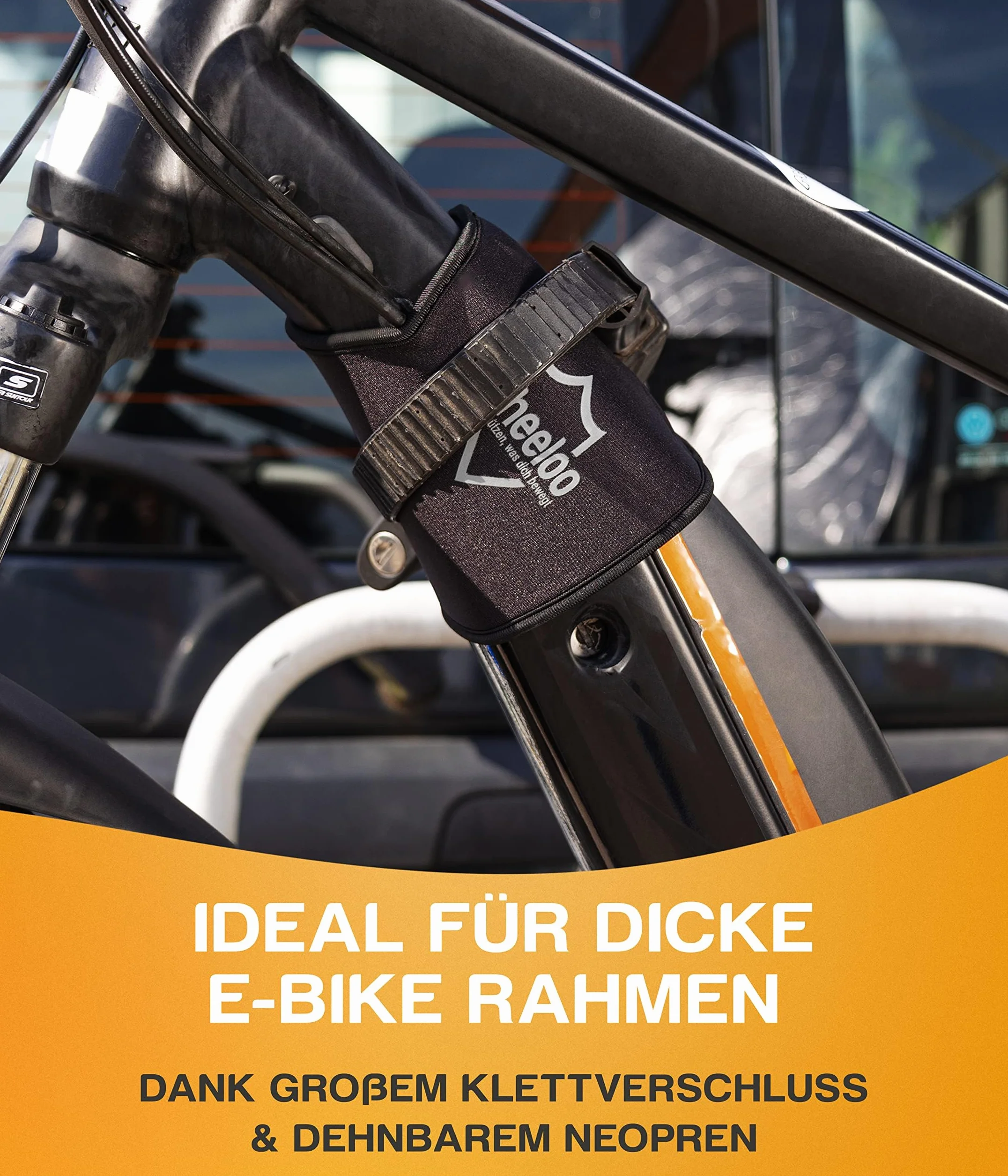 WHEELOO Set di protezione per il trasporto di biciclette ed ebike 3 pezzi I Protezione del telaio del portabiciclette adatta all'uso universale I Attacco per bicicletta per Thule, Westfalia ecc.