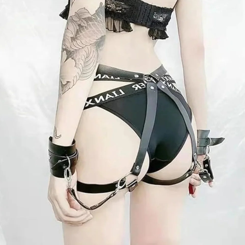 Giarrettiere Coscia Cintura PU Punk Gotico Accessorio Abbigliamento Pelle Donna