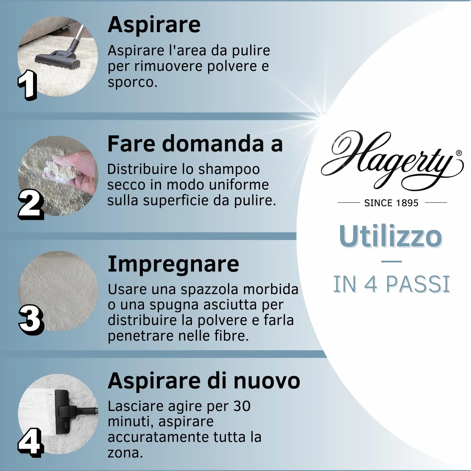 Hagerty Dry Shampoo secco Detergente polvere per tappeti moquette tappezzerie