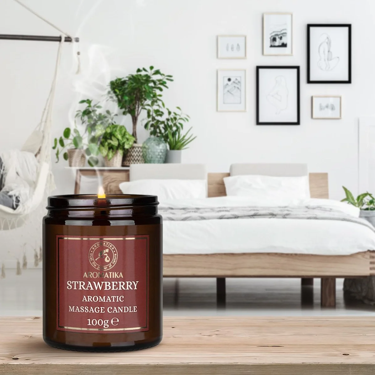 Candela da Massaggio Fragola 100g - Cera di Soia - Oli di Cocco e Mandorle - Vaniglia - Massaggio Rilassante - Aromaterapia