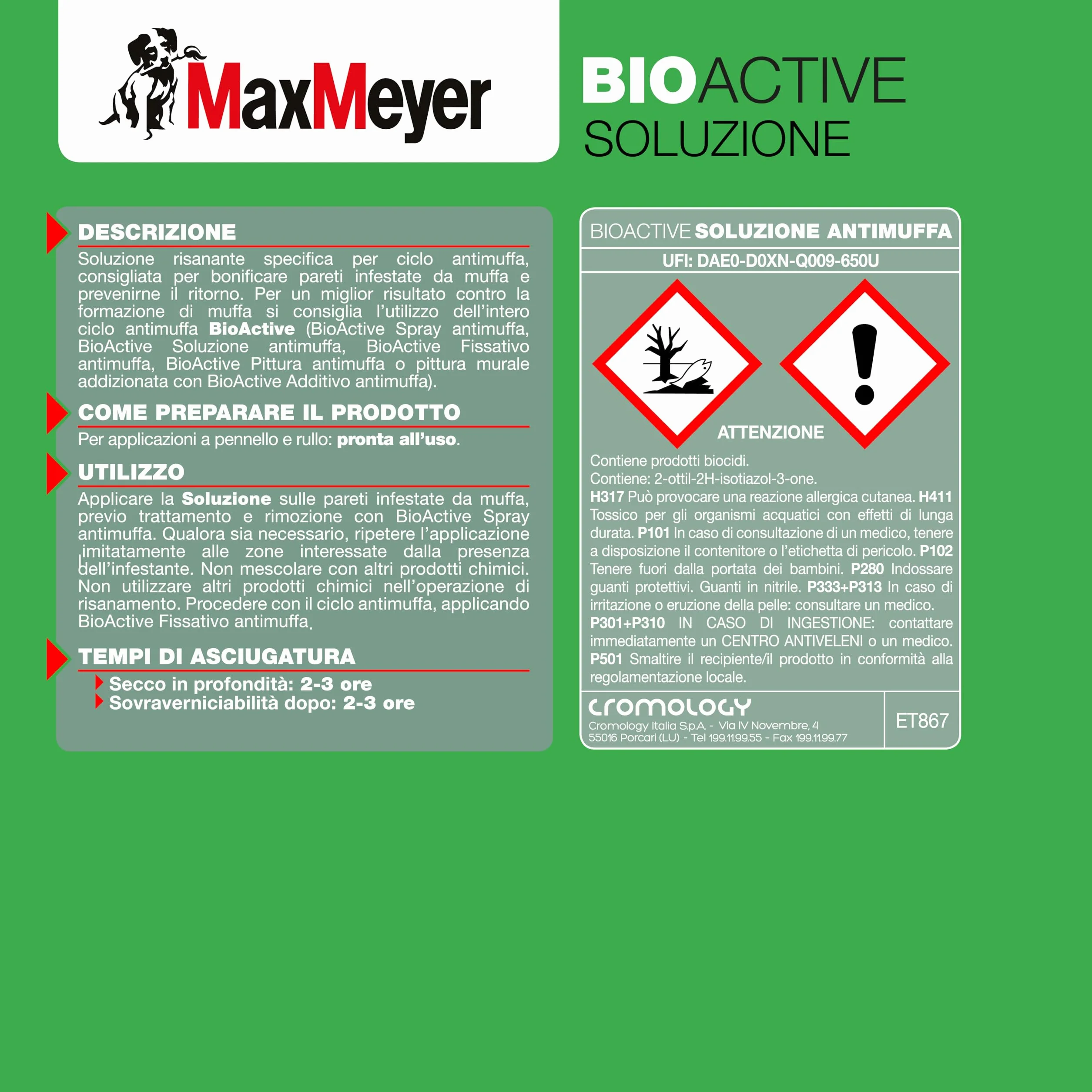 MaxMeyer Soluzione Antimuffa per interni Bioactive INCOLORE 1 L