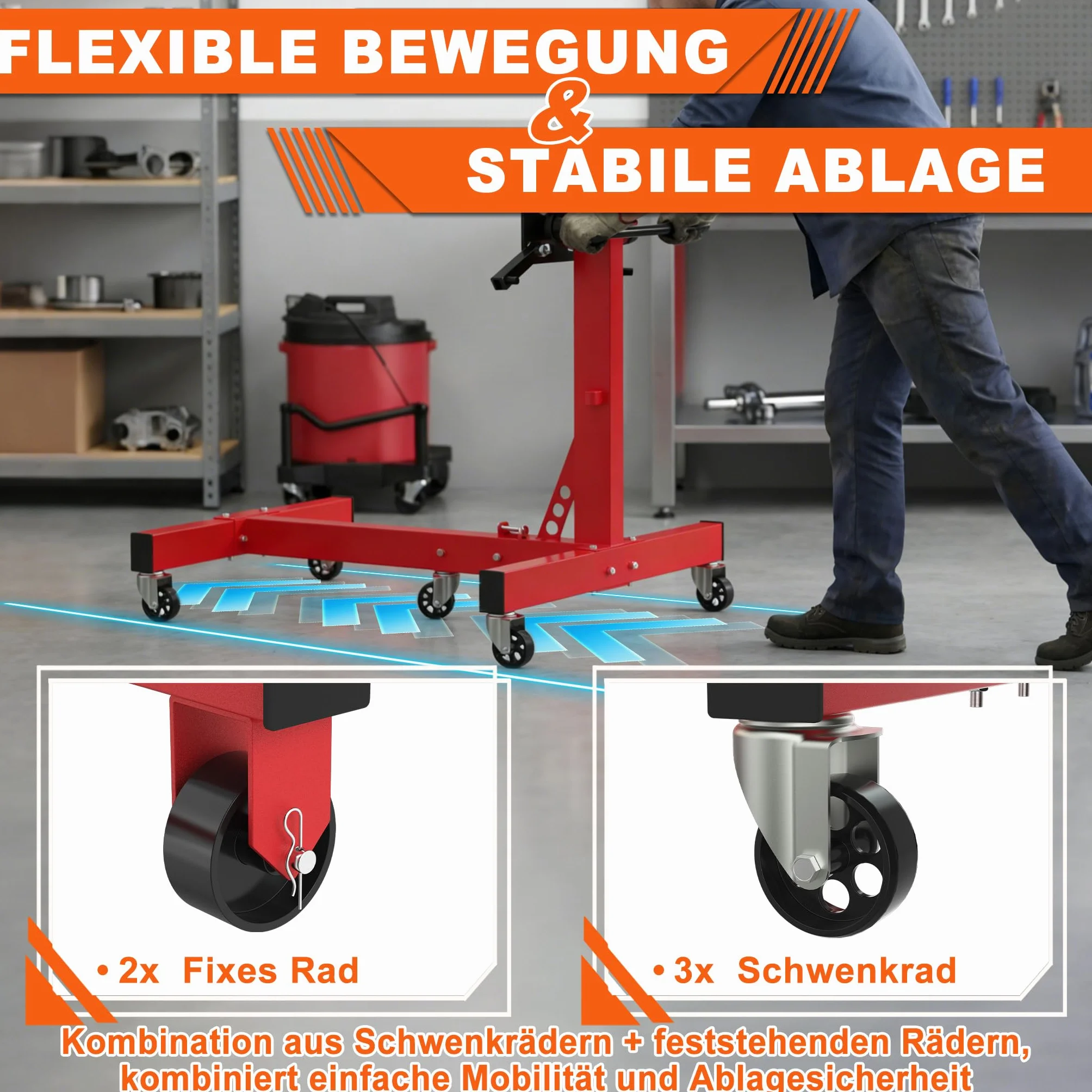 Froadp Supporto per motore e sollevatore idraulico, portata fino a 680 kg, rotazione a 360° con braccio di supporto, sollevatore idraulico stabile per cambio, supporto per cambio con ruote, supporto