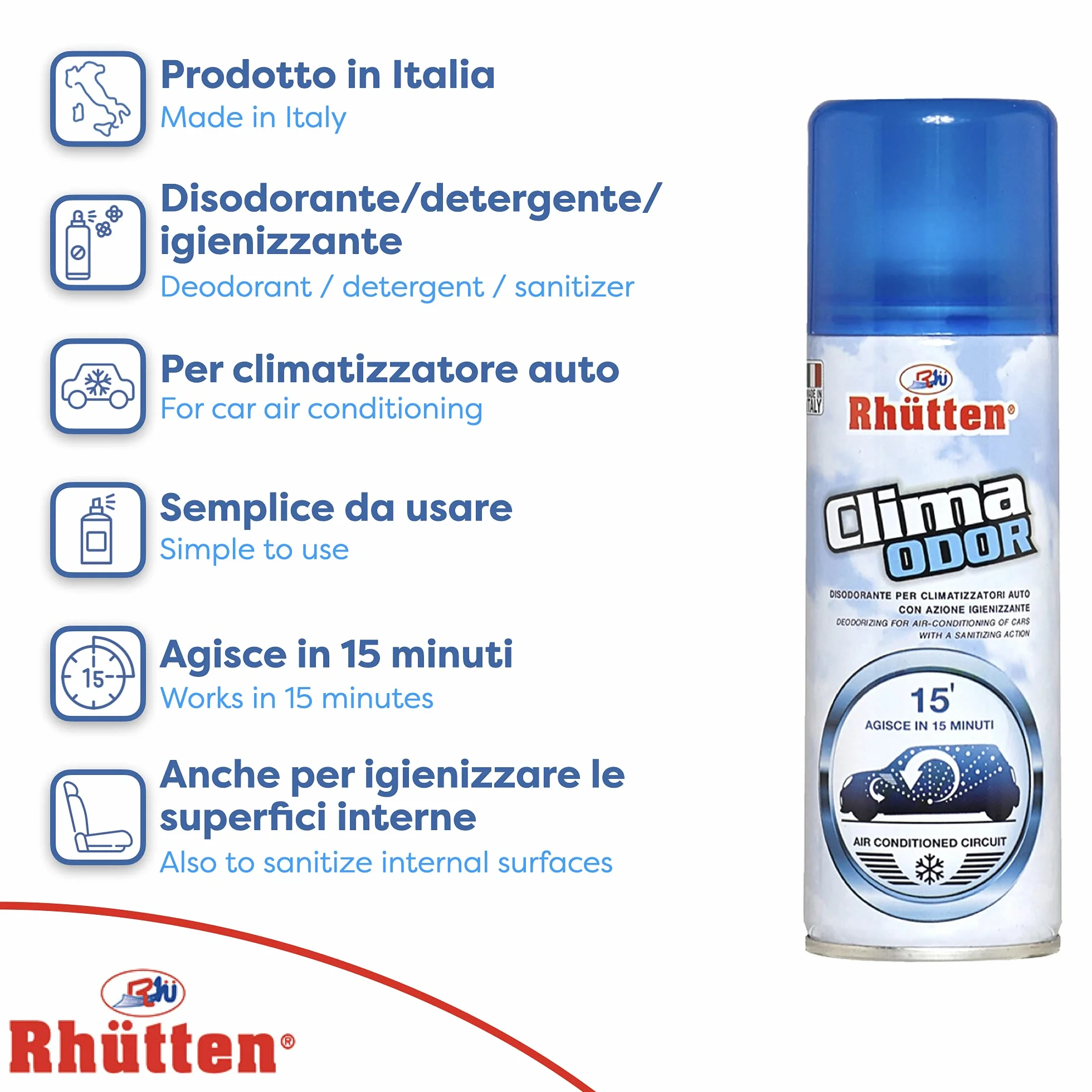 Clima Odor Detergente Igienizzante e Disodorante per Clima Auto, 175ml