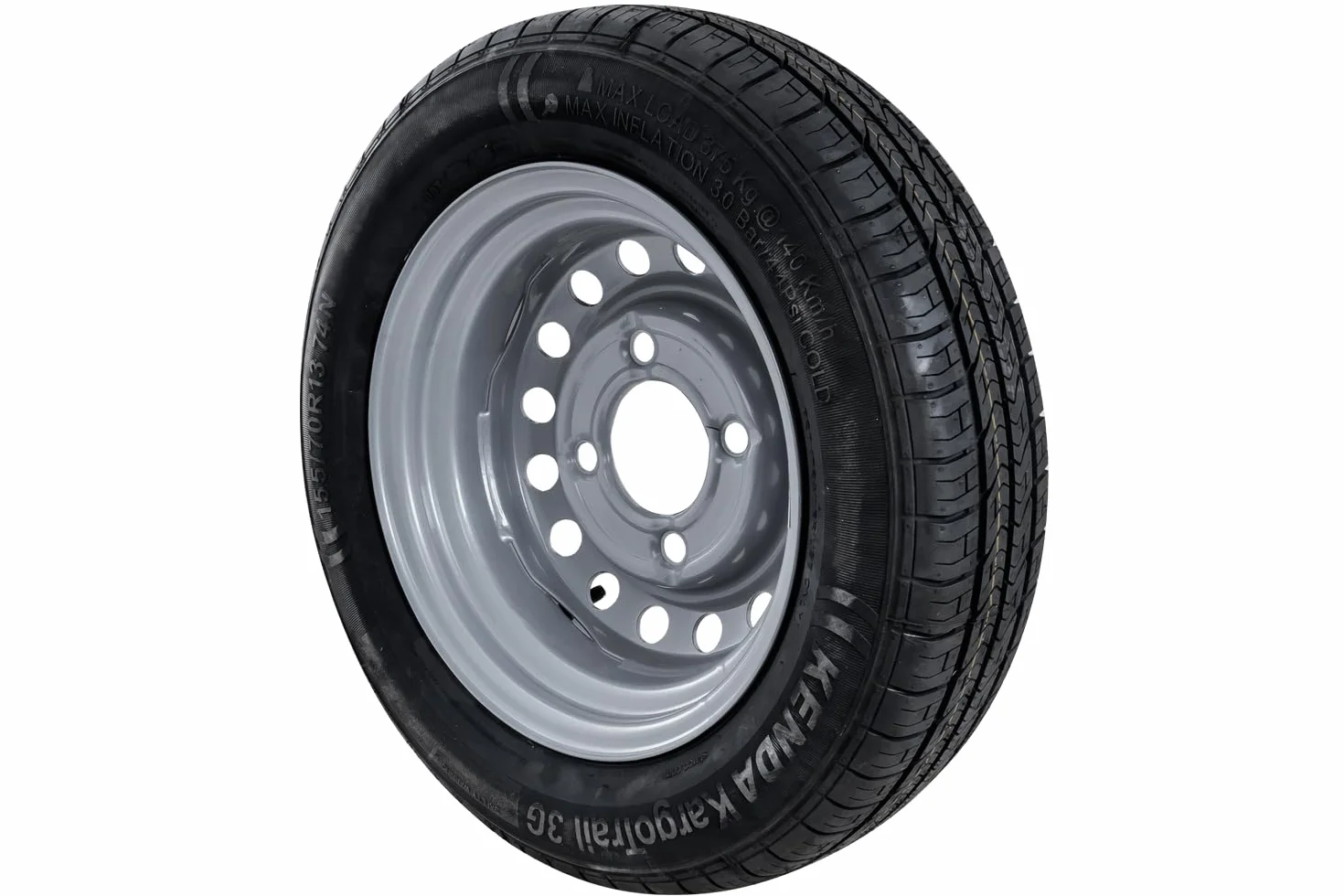 KENDA Ruota per Rimorchio Leggero 155/70 R13 74N, Cerchio in Acciaio 4x130 ET20, Pneumatico KargoTrail 3G per Carrelli da Giardino e Campeggio, Portata Massima 375 kg